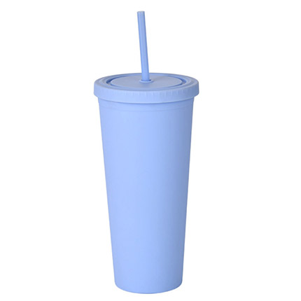 24oz Matte Plastic Cups with Lids & Straws - Image 13