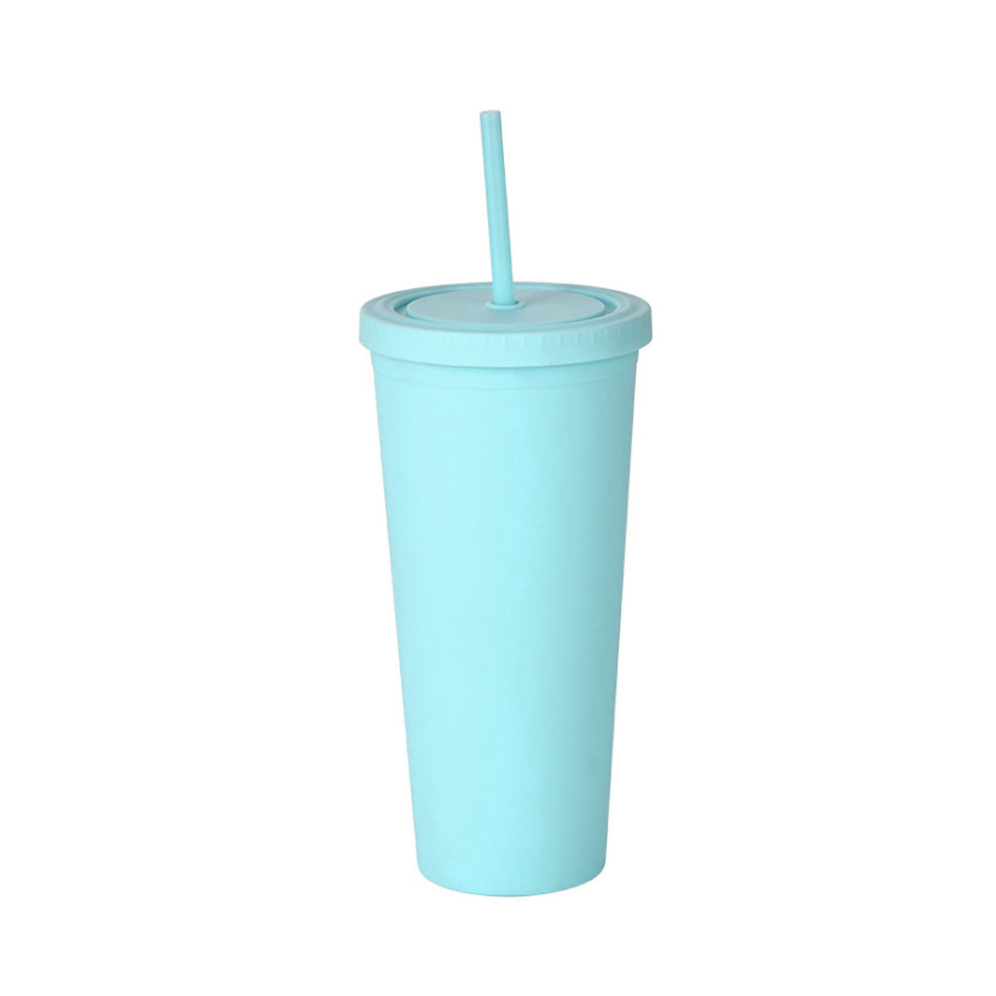 24oz Matte Plastic Cups with Lids & Straws - Image 9