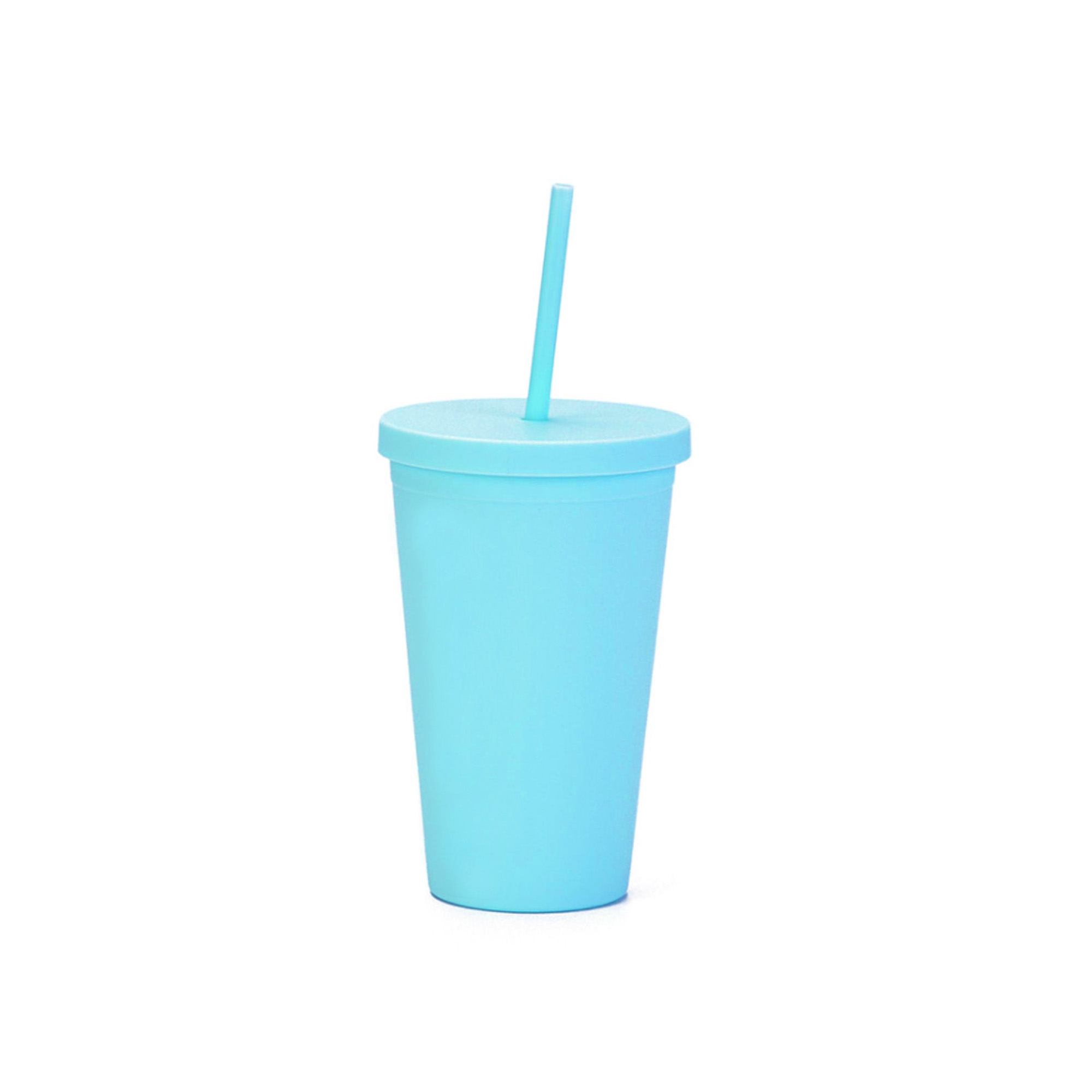 16oz Matte Plastic Cups with Lids & Straws - Image 10