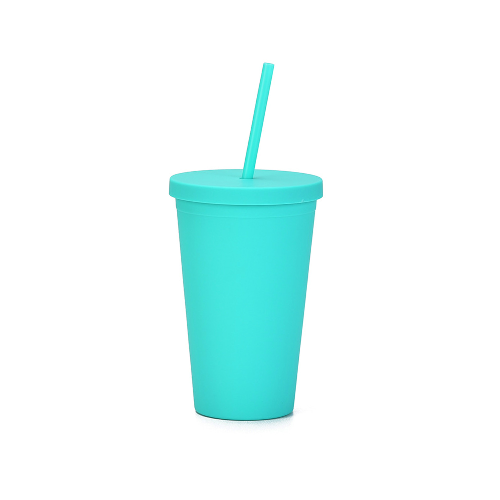 16oz Matte Plastic Cups with Lids & Straws - Image 9