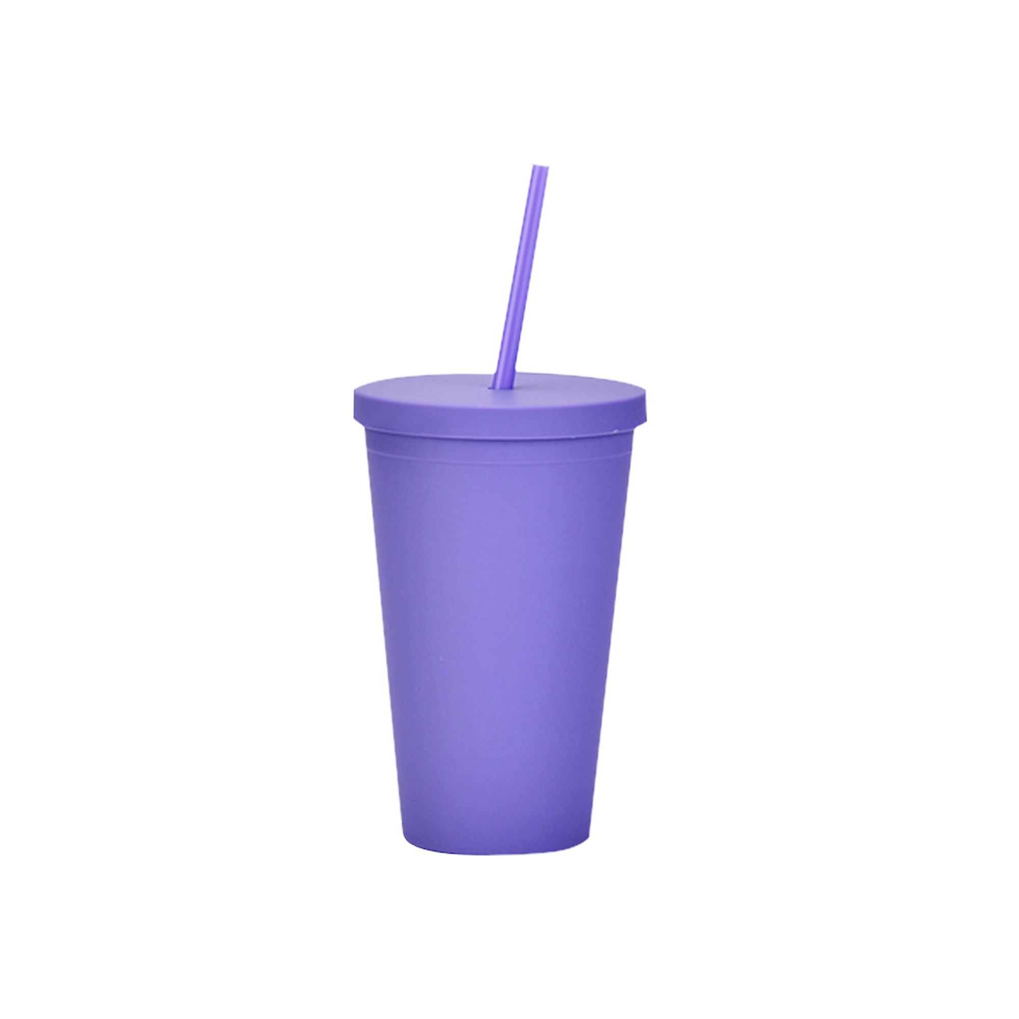 16oz Matte Plastic Cups with Lids & Straws - Image 3