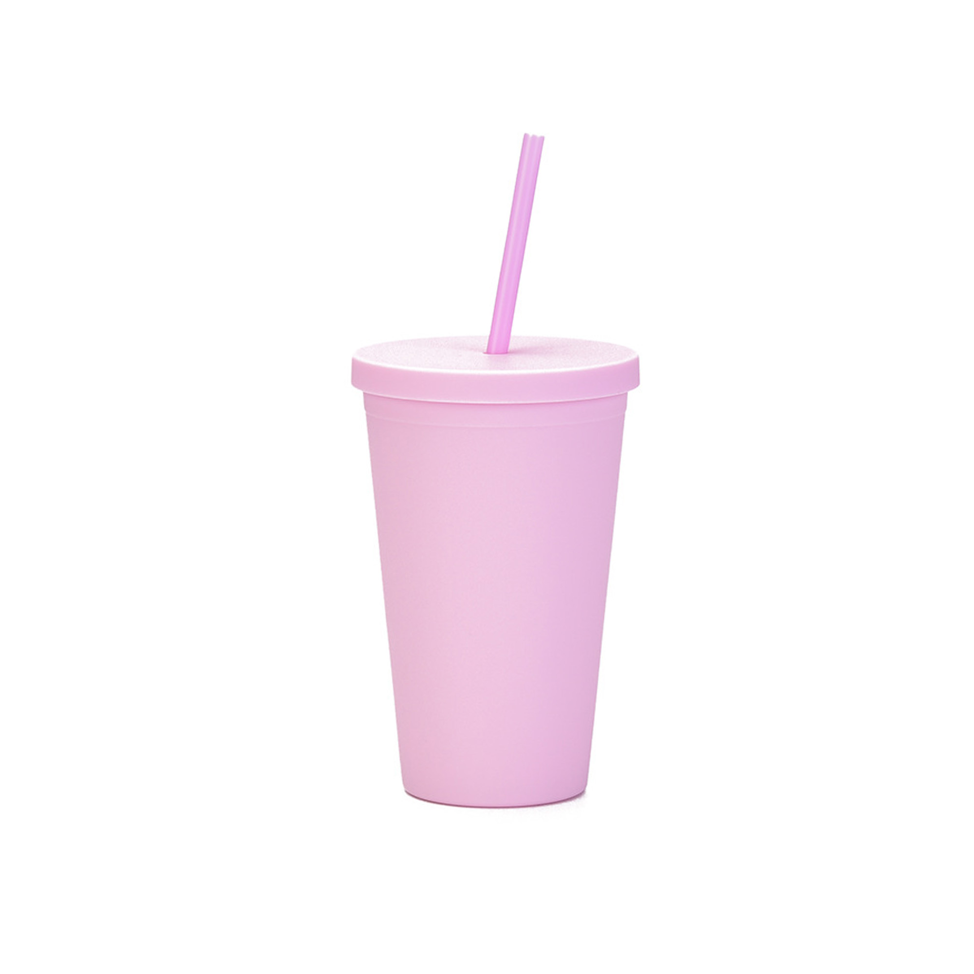 16oz Matte Plastic Cups with Lids & Straws - Image 2