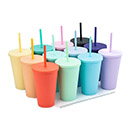 16oz Matte Plastic Cups with Lids & Straws - Image 15