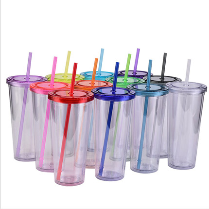24oz Plastic Cups with Lids & Straws - Image 17