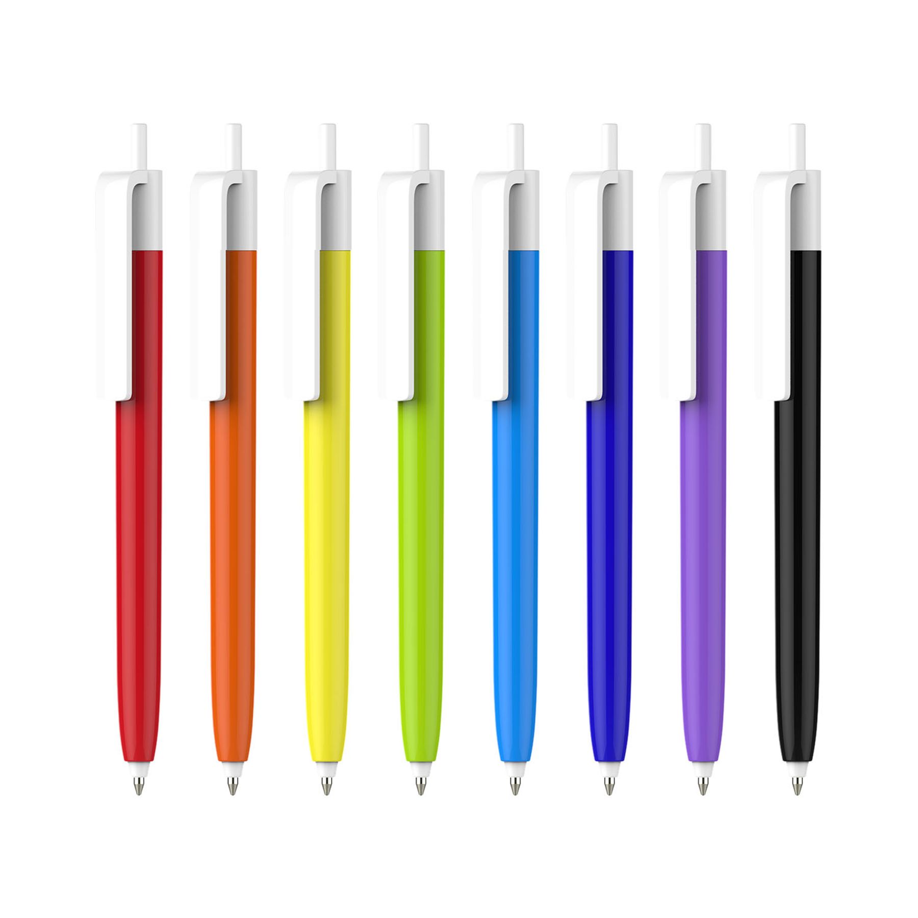 Push Button Pen - Colour Barrel with Creamy White Cap - Image 12