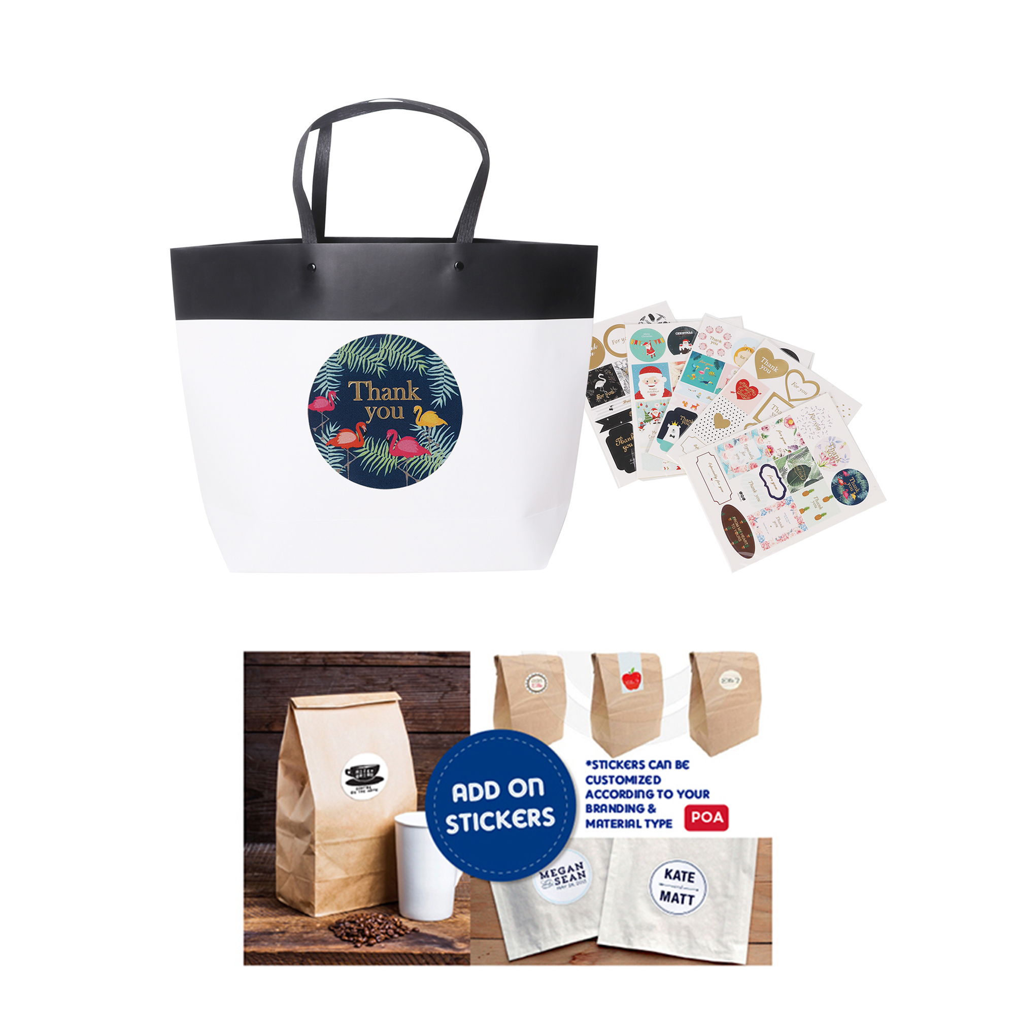 Small Black&White Boutique Paper Bag(330 x 250 x 80mm) - Image 4