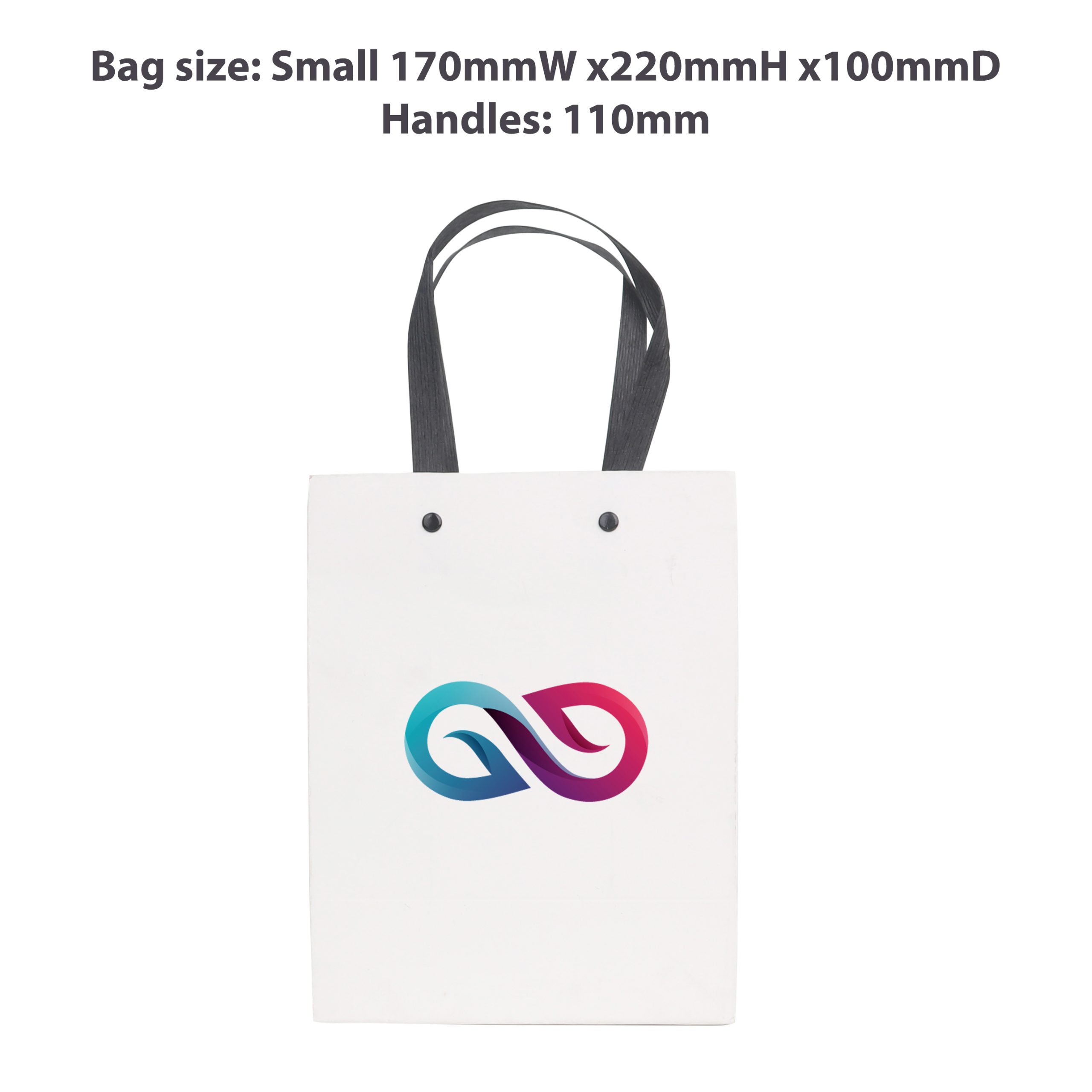 Small Vertical Paper Bag with Knitted Handle(170 x 220 x 100mm) - Image 3