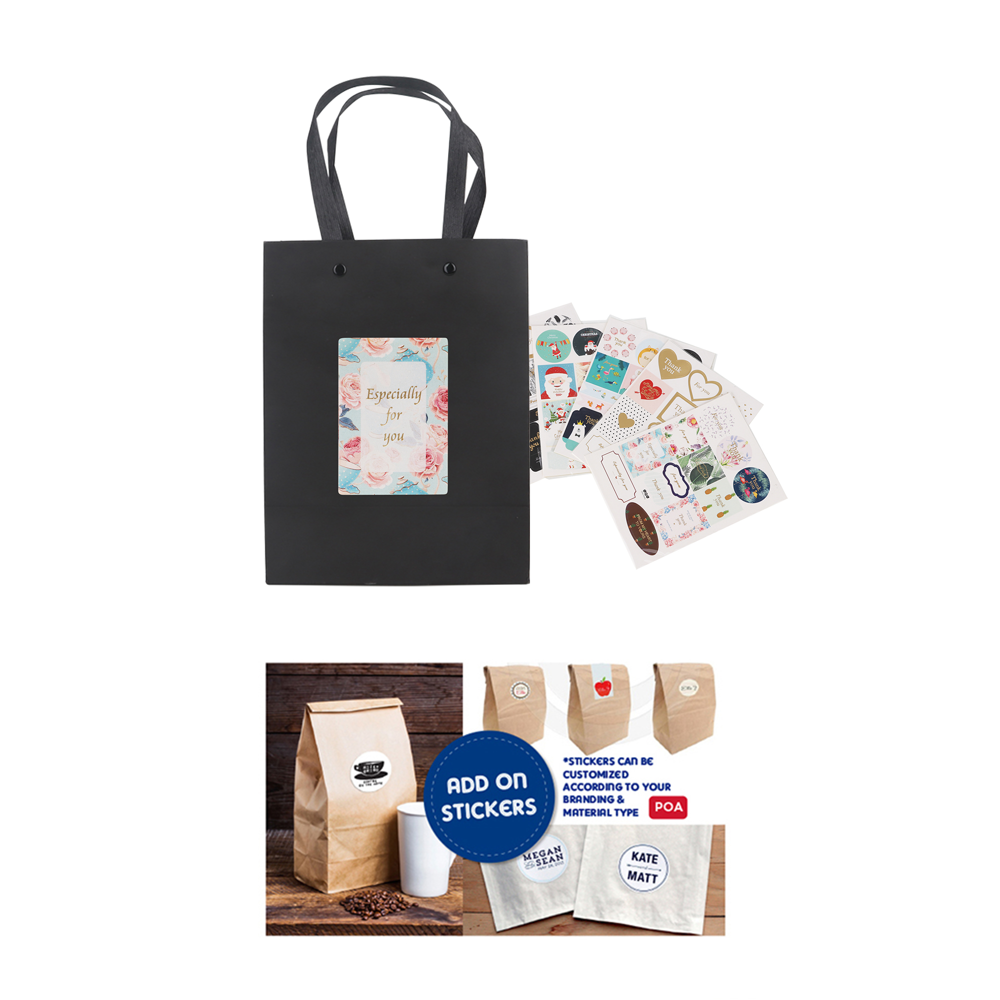 Small Vertical Paper Bag with Knitted Handle(170 x 220 x 100mm) - Image 6
