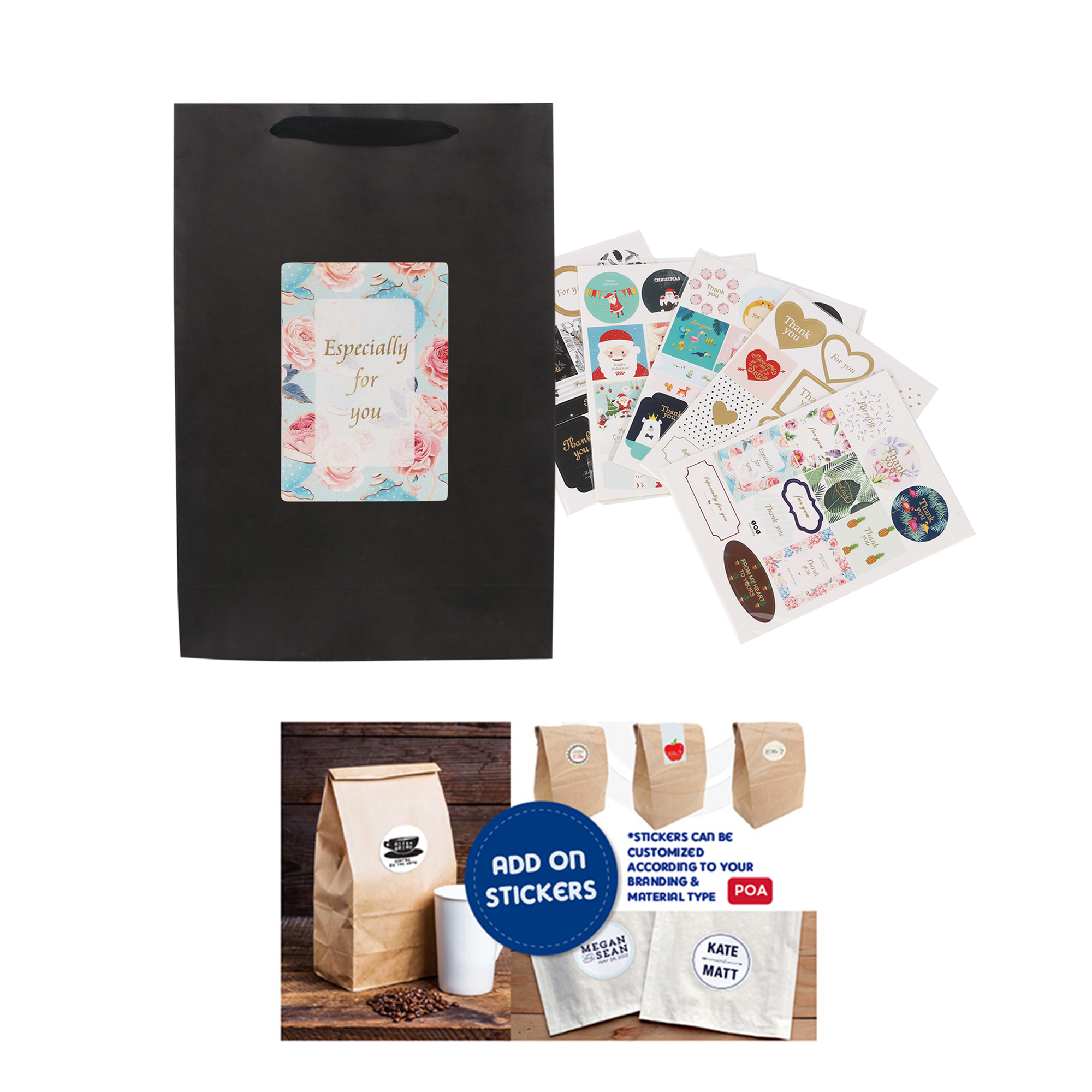 Small Vertical Paper Bag with Rope Handle(150 x 220 x 90mm) - Image 6