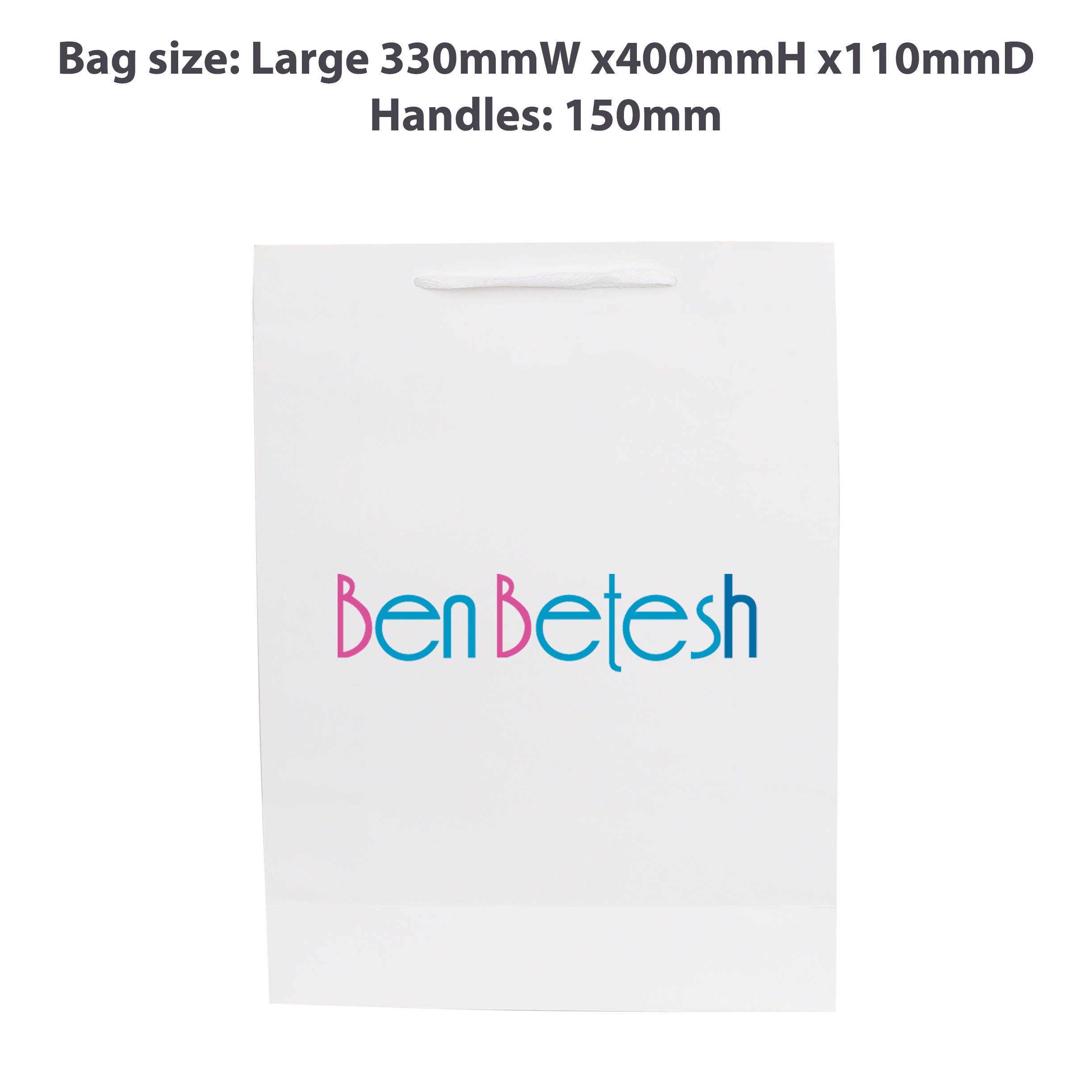 Large Vertical Paper Bag with Fabric Flat Handle(300 x 400 x 110mm) - Image 3