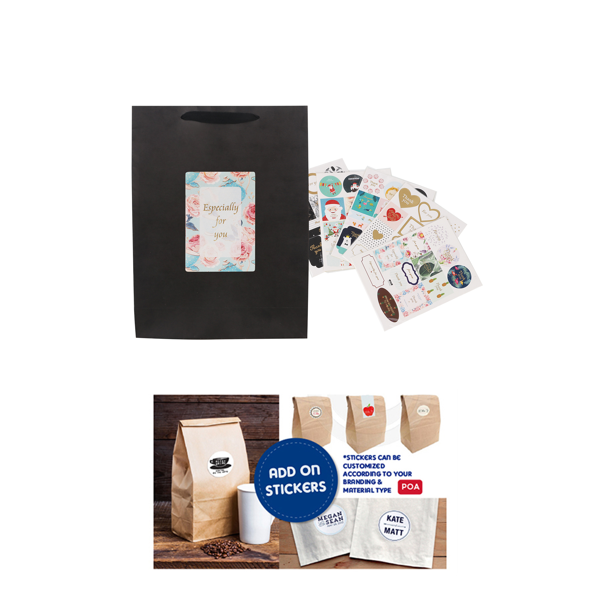 Large Vertical Paper Bag with Fabric Flat Handle(300 x 400 x 110mm) - Image 6