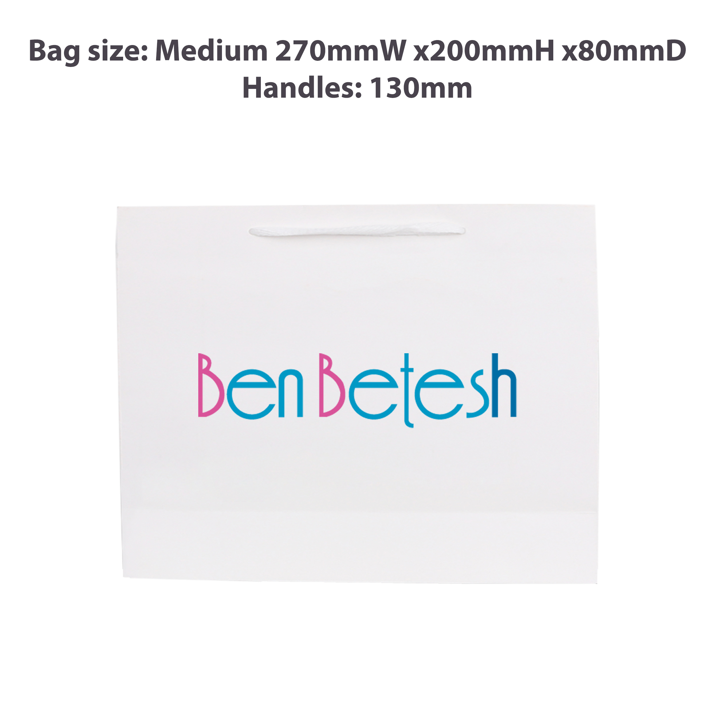 Medium Crosswise Paper Bag with Fabric Flat Handle(270 x 200 x 80mm) - Image 3