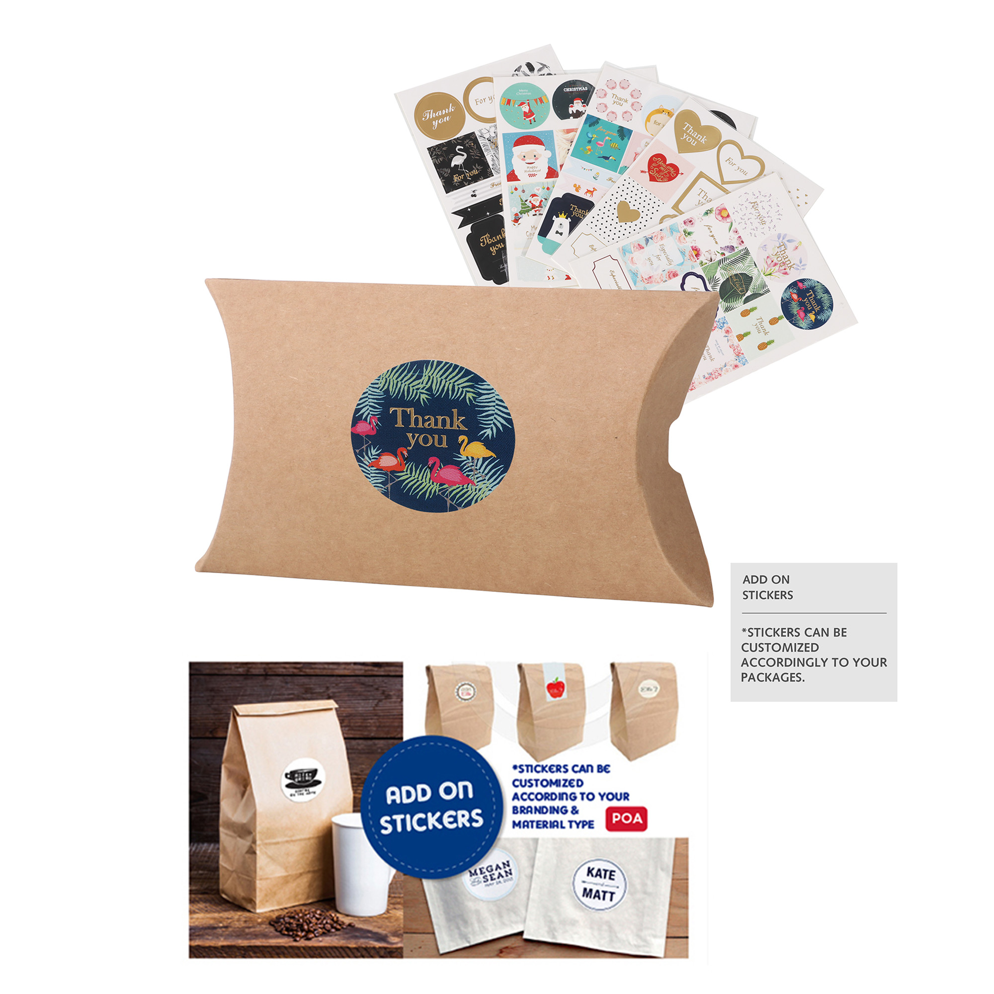 Small Brown Kraft Pillow Box(125 x 75 x 30mm) - Image 6