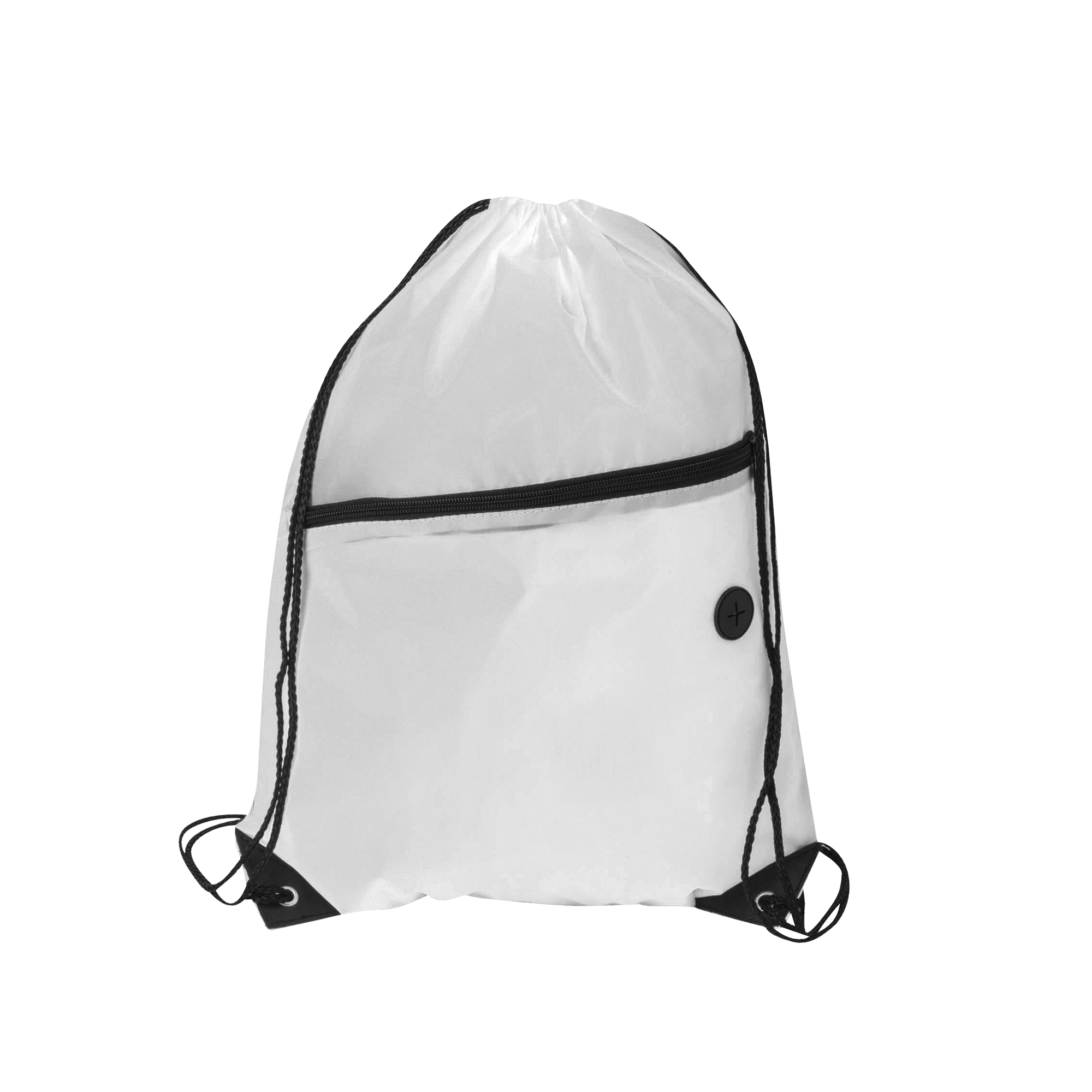 Polyester Drawstring Bag with Zippered Pocket - Image 3