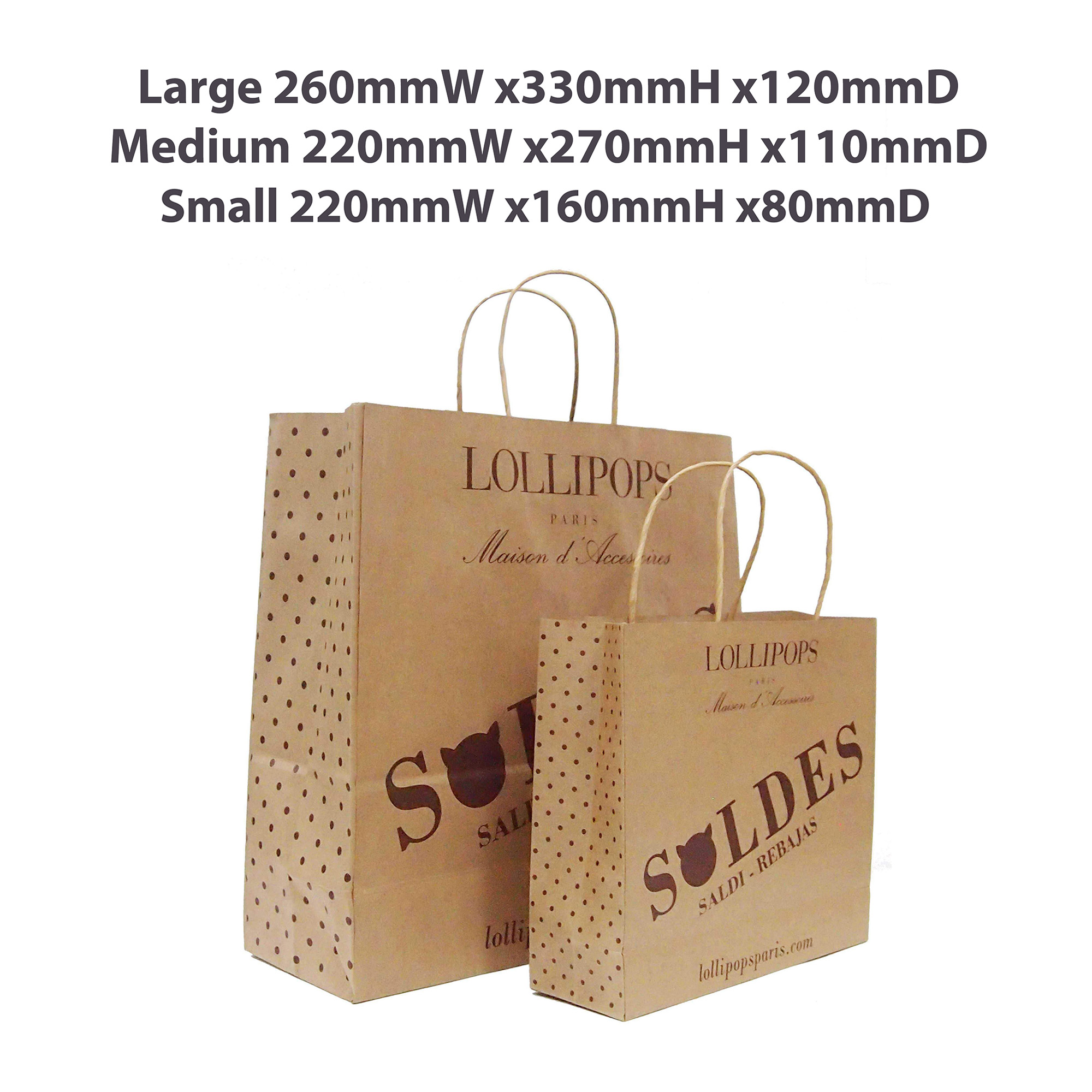 Twisted Handle Kraft Paper Bag(220x270x110mm) - Image 7