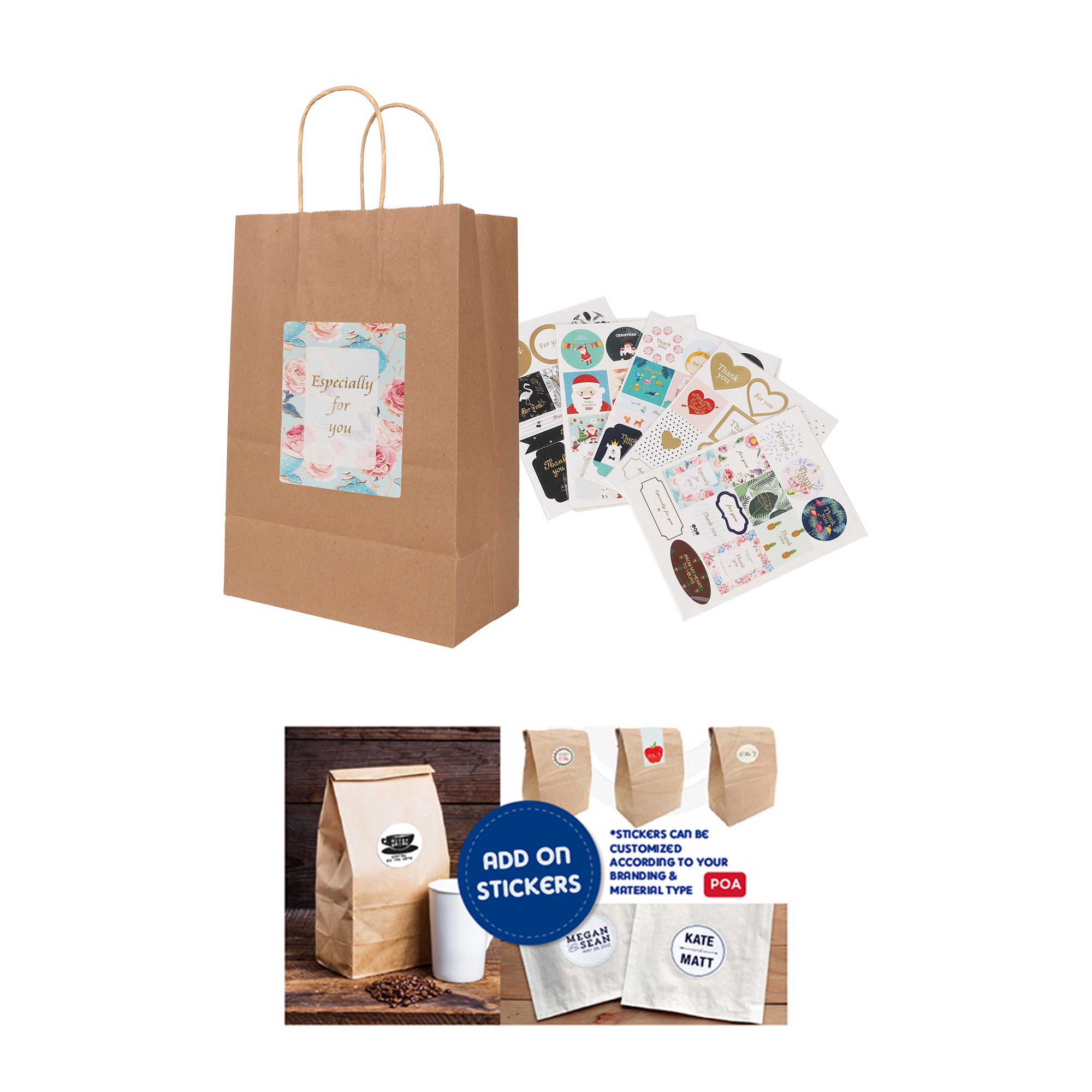 Twisted Handle Kraft Paper Bag(220x270x110mm) - Image 10