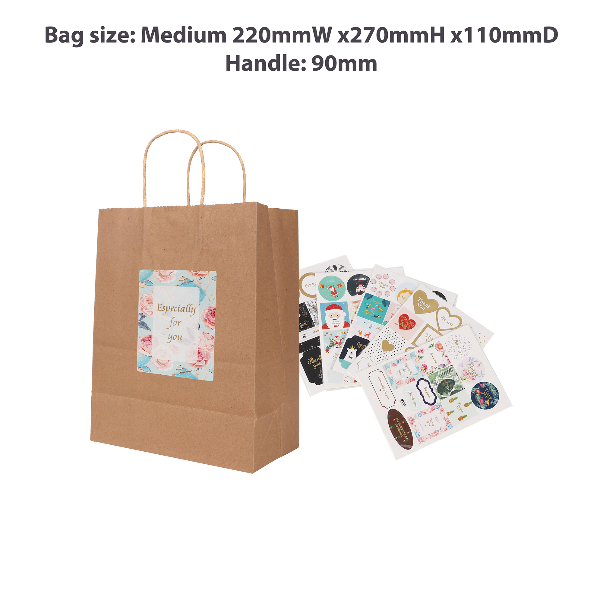 Twisted Handle Kraft Paper Bag(220x270x110mm) - Image 9