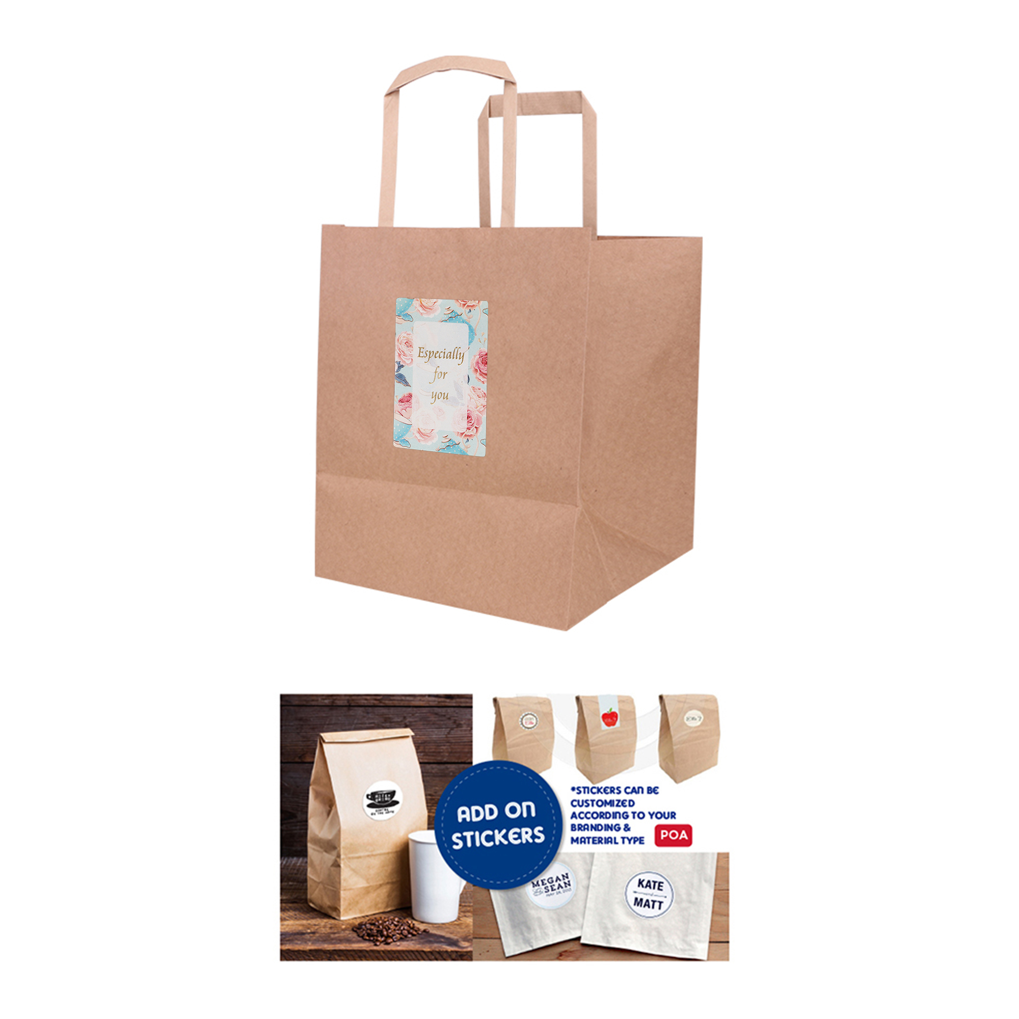 Flat Handle Kraft Paper Bag(175x240x110mm) - Image 5