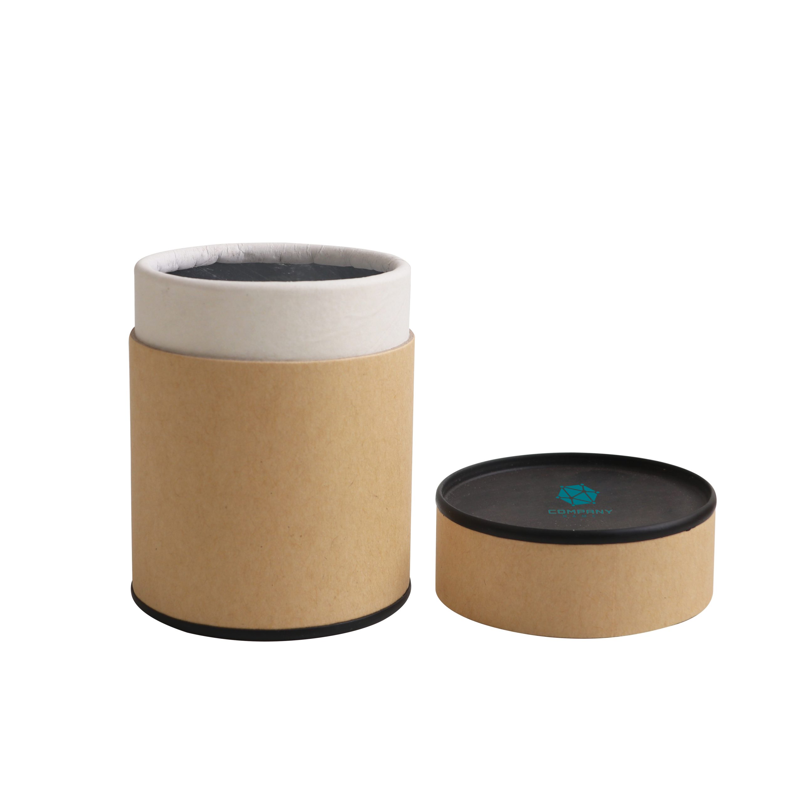 Small Kraft Paper Cylinders with Black Lid (55 x 90mm) - Image 2