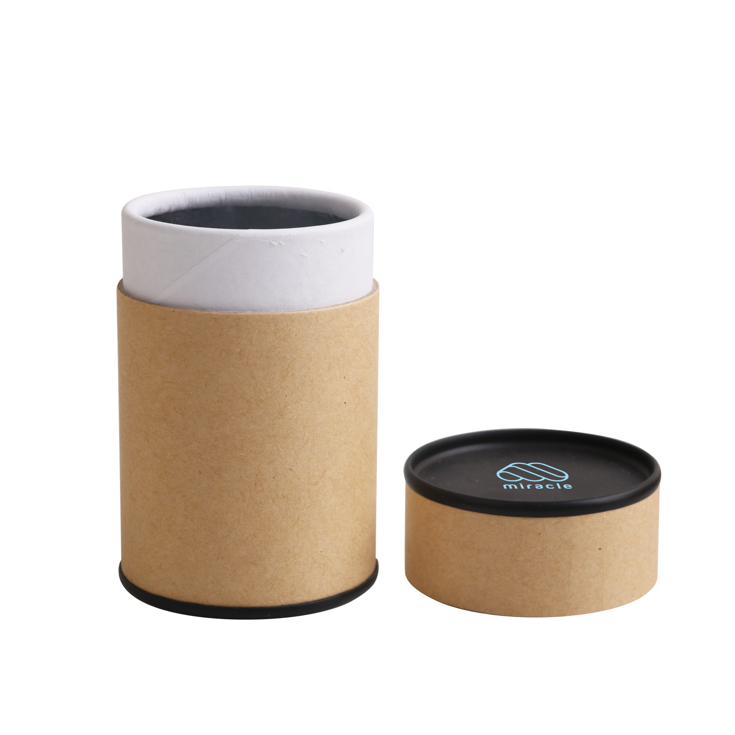 Medium Kraft Paper Cylinders with Black Lid (65 x 90mm) - Image 2