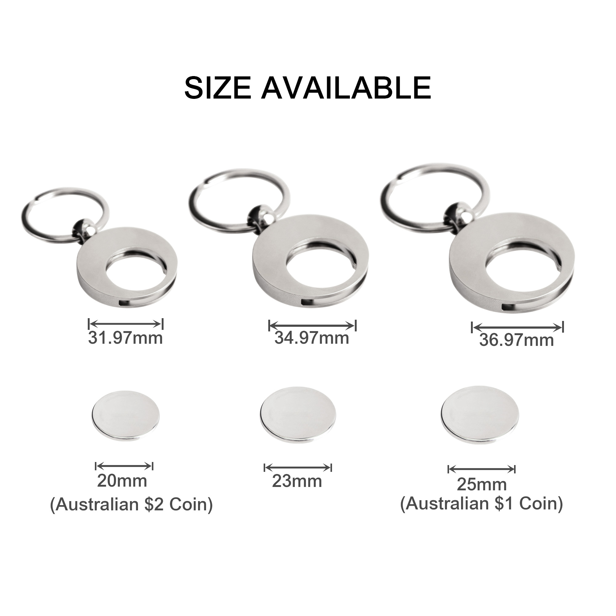 Round Trolley Coin Keyring - Image 3