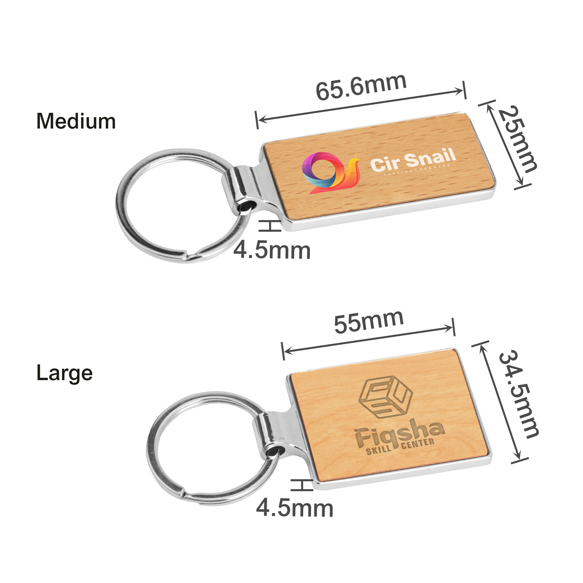 Rectangle Wooden Keyring - Image 4