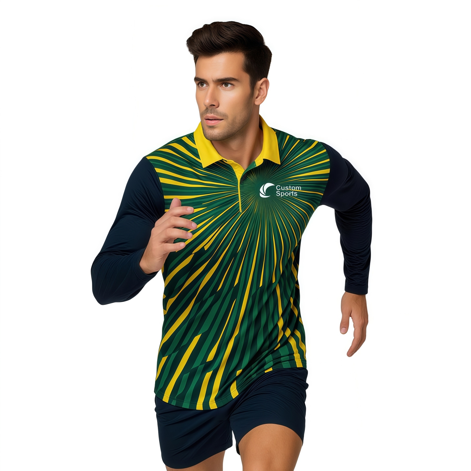 100% Poly Milk Silk Sublimated Sport Long Sleeves POLO - Image 2
