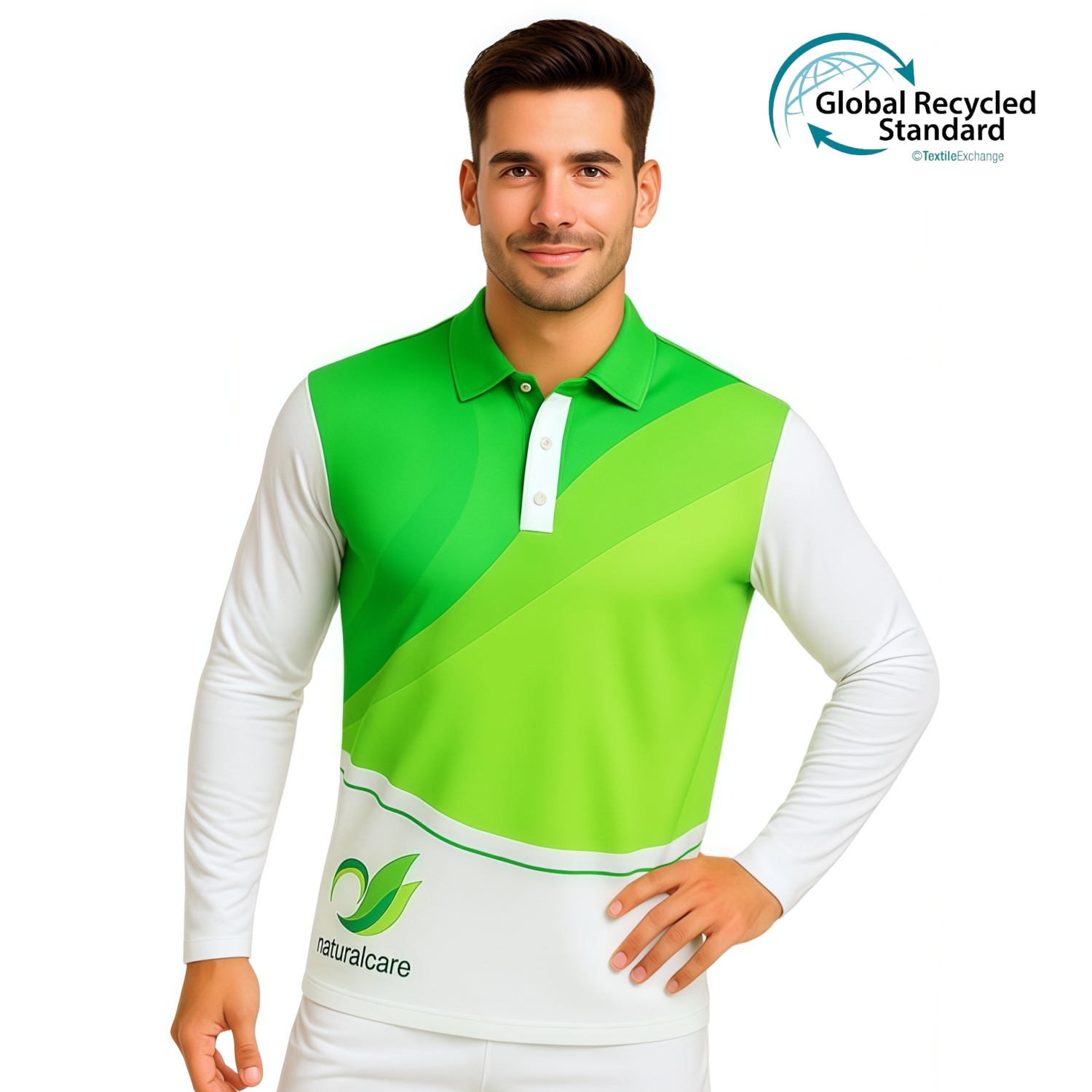 Unisex Adults RPET Micro Mesh Sublimated Basic Long Sleeves POLO - Image 2