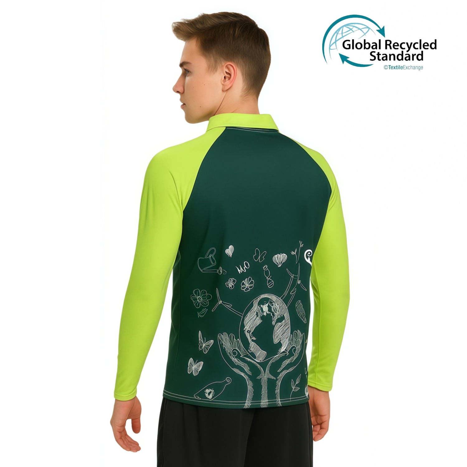 Unisex Adults RPET Micro Mesh Sublimated Raglan Long Sleeves POLO - Image 3