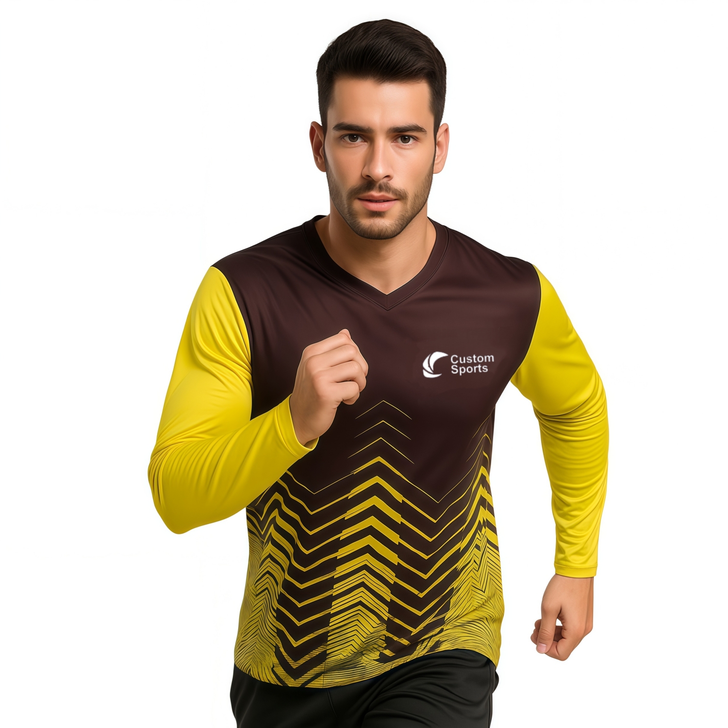 Unisex Adults 100% Polyester Micro Mesh Sublimated V-Neck Long Sleeves Shirt - Image 3