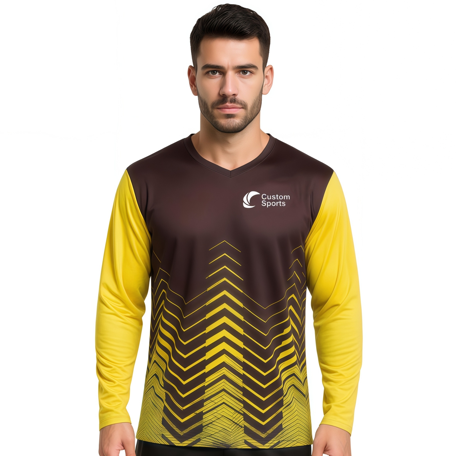 Unisex Adults 100% Polyester Micro Mesh Sublimated V-Neck Long Sleeves Shirt
