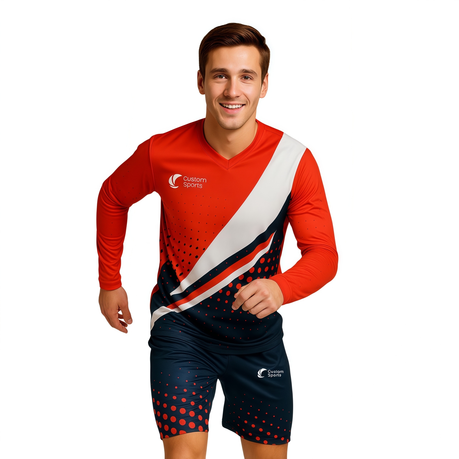 Unisex Adults 100% Polyester Micro Mesh V-Neck Long Sleeves Football Jersey - Image 2