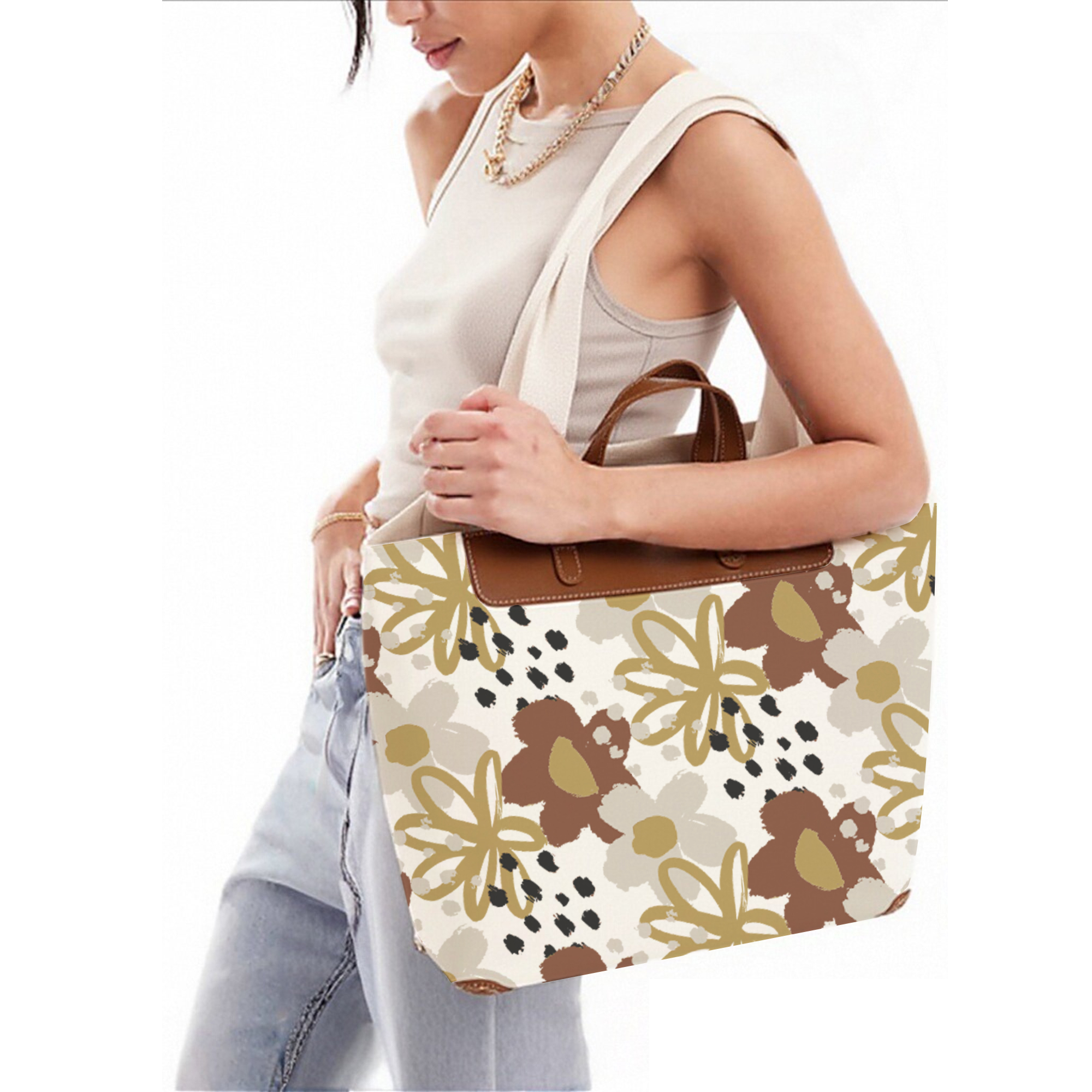 Canvas Bag With Leather Handle - Image 8