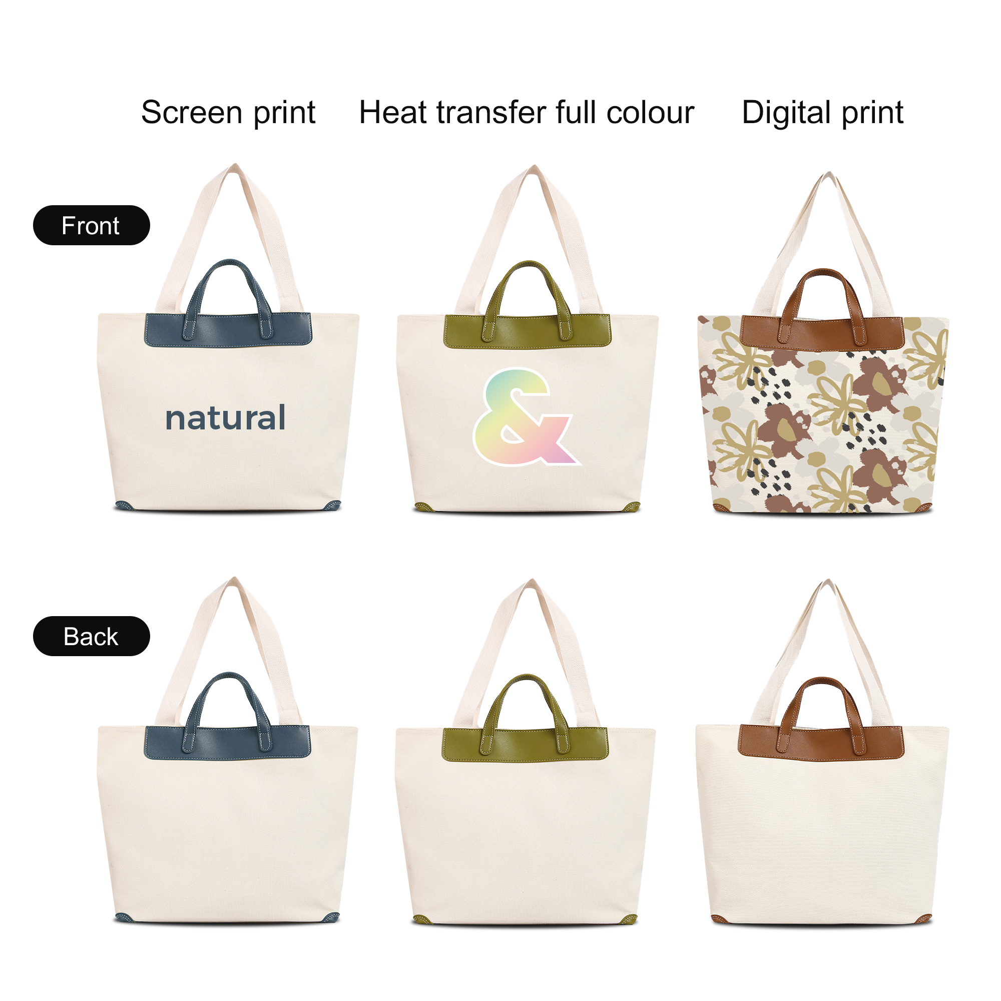 Canvas Bag With Leather Handle - Image 6