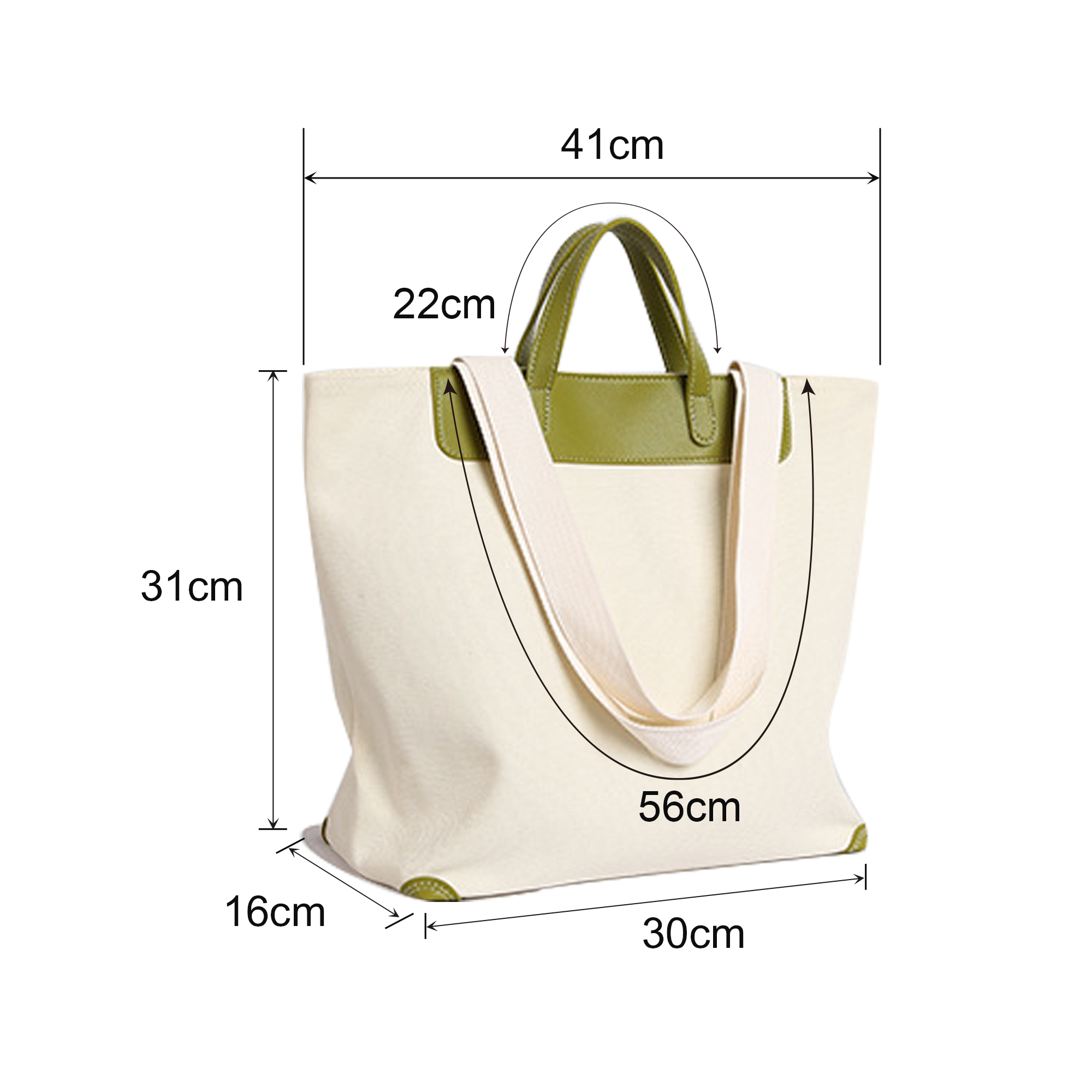 Canvas Bag With Leather Handle - Image 5