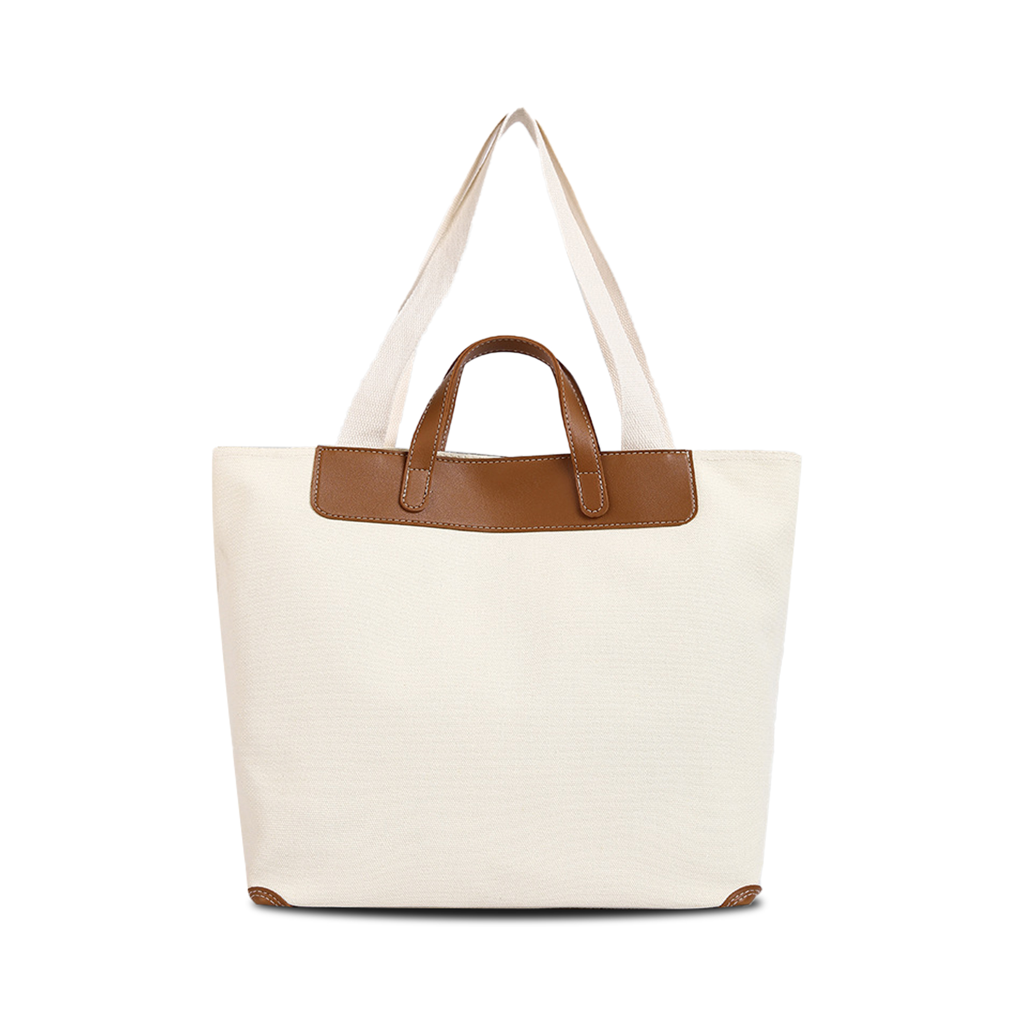 Canvas Bag With Leather Handle - Image 4