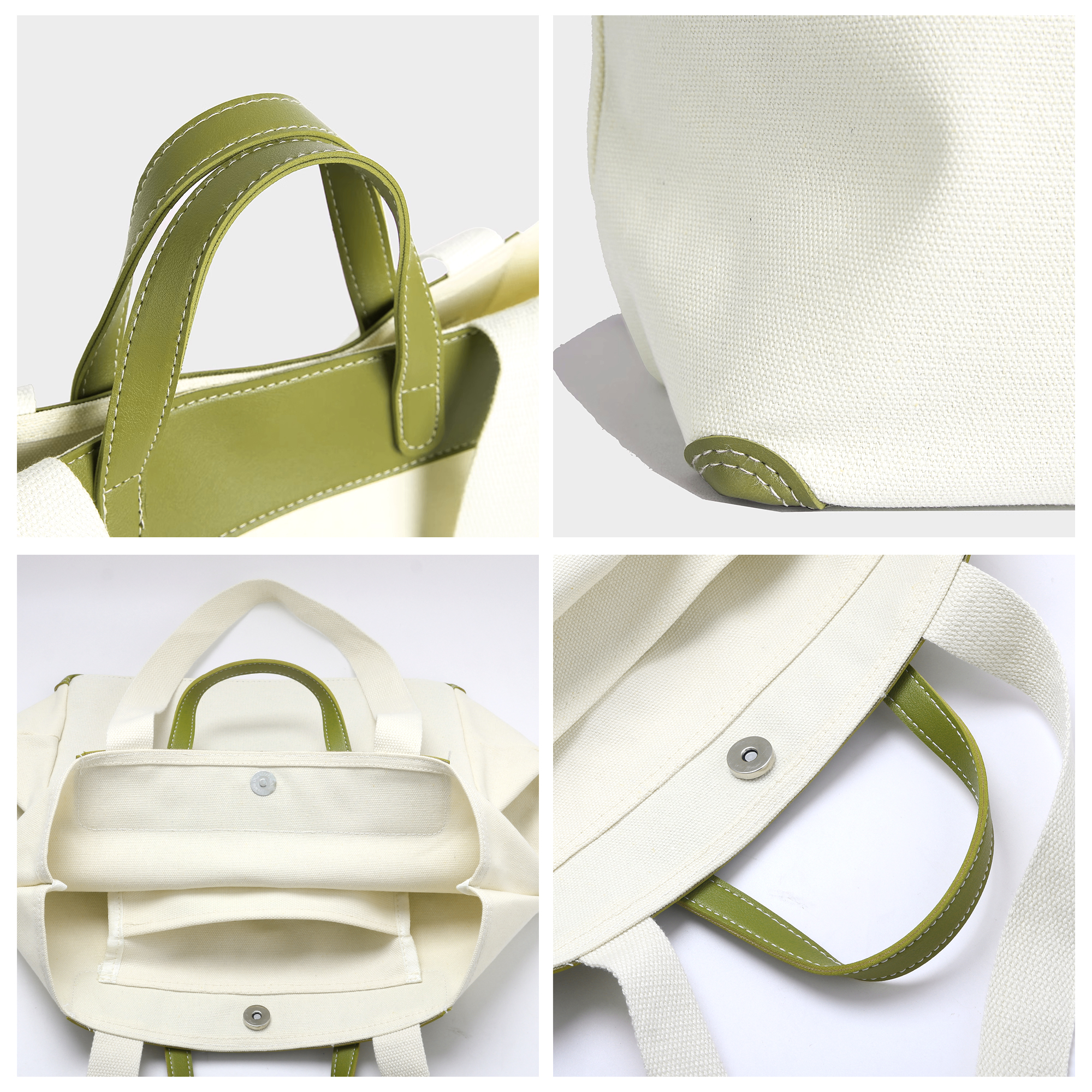 Canvas Bag With Leather Handle - Image 7