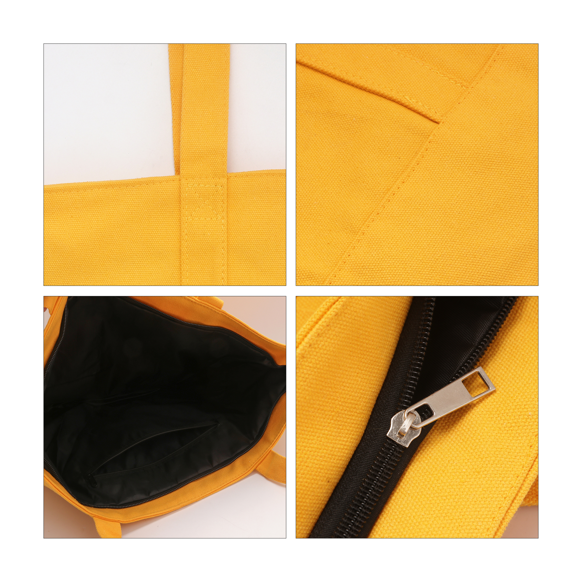 Canvas Zippered Tote Shoulder Bag - Image 11
