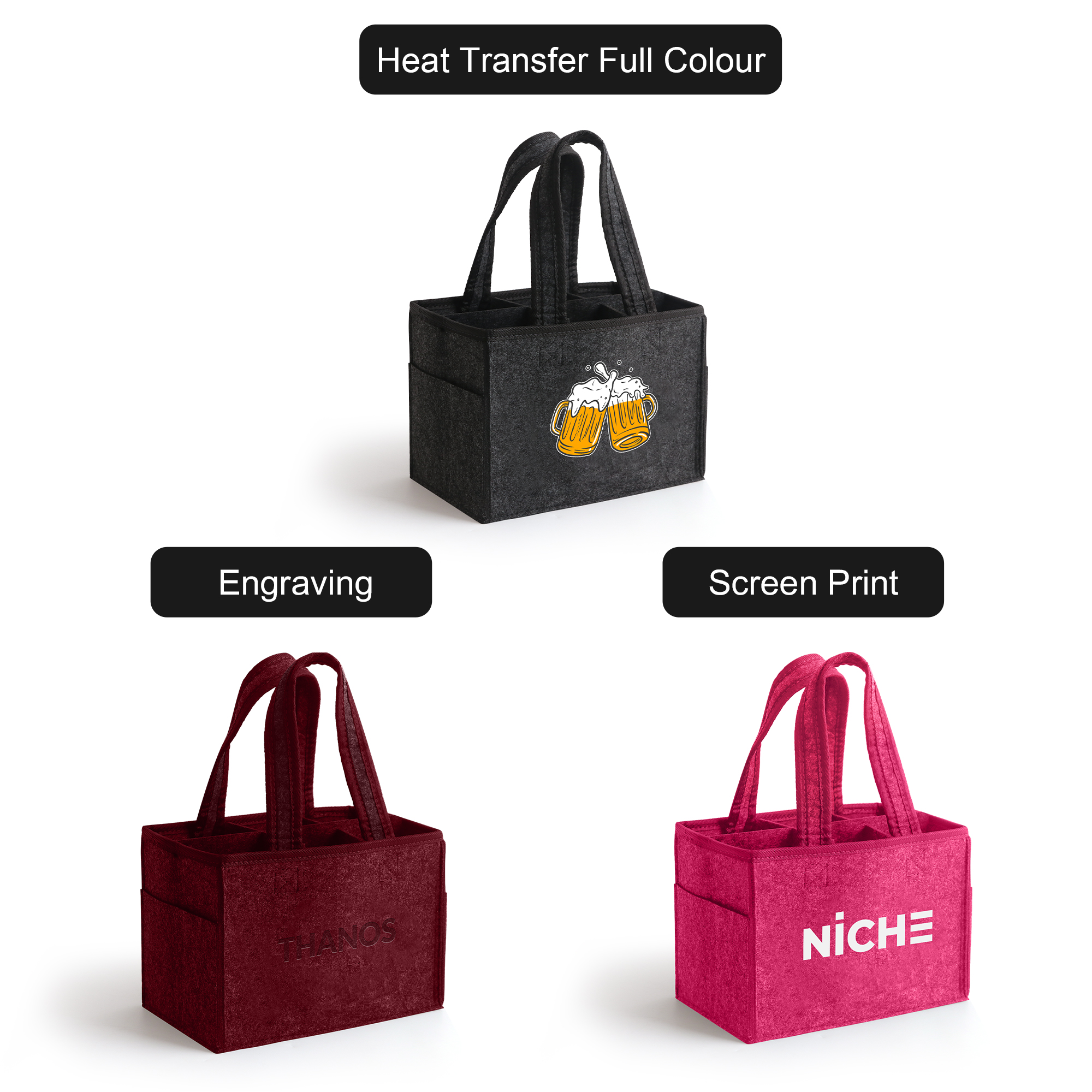 Felt Wine Tote Bag - Image 6
