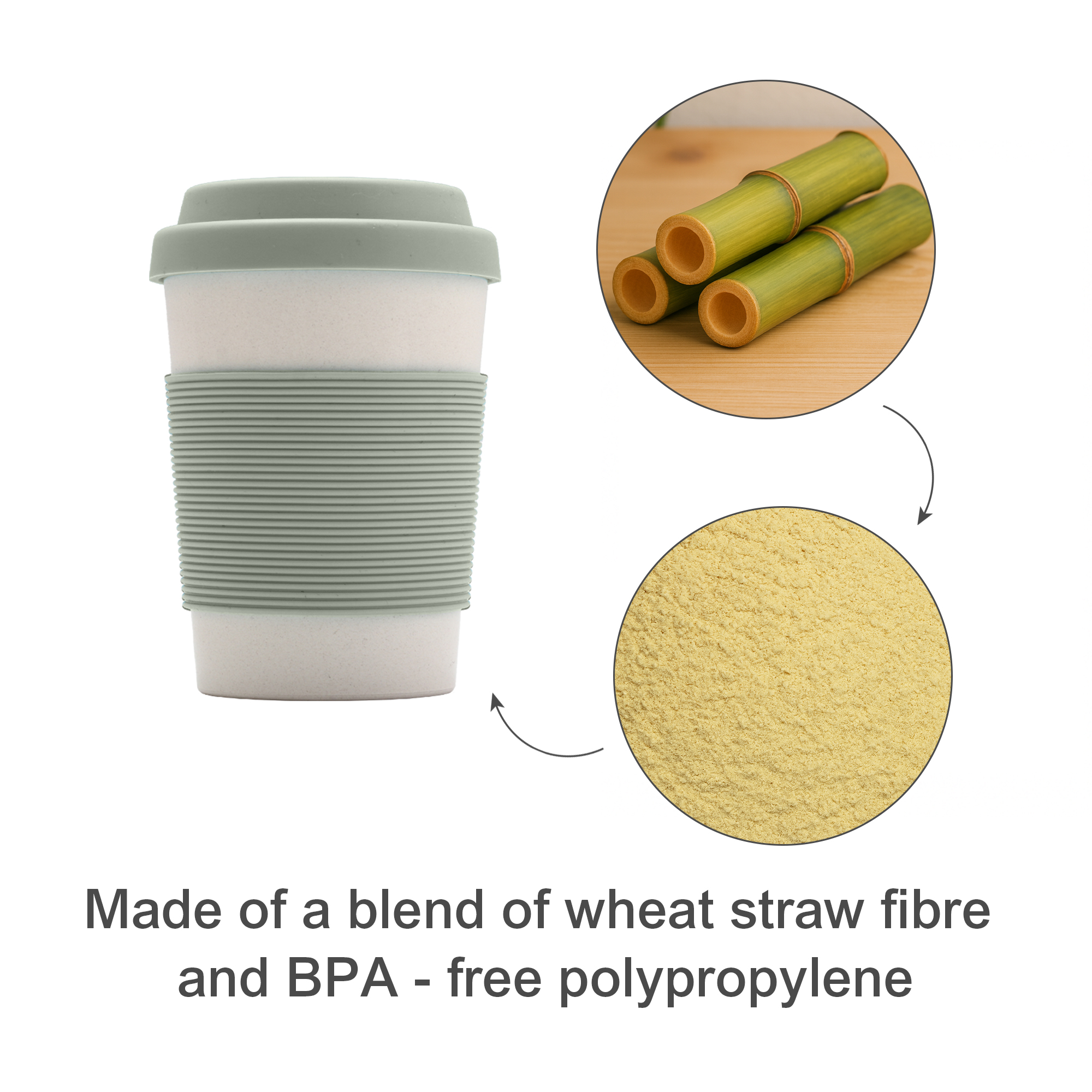350ML Bamboo Fibre Coffee Cup with Silicone Lid - Image 10