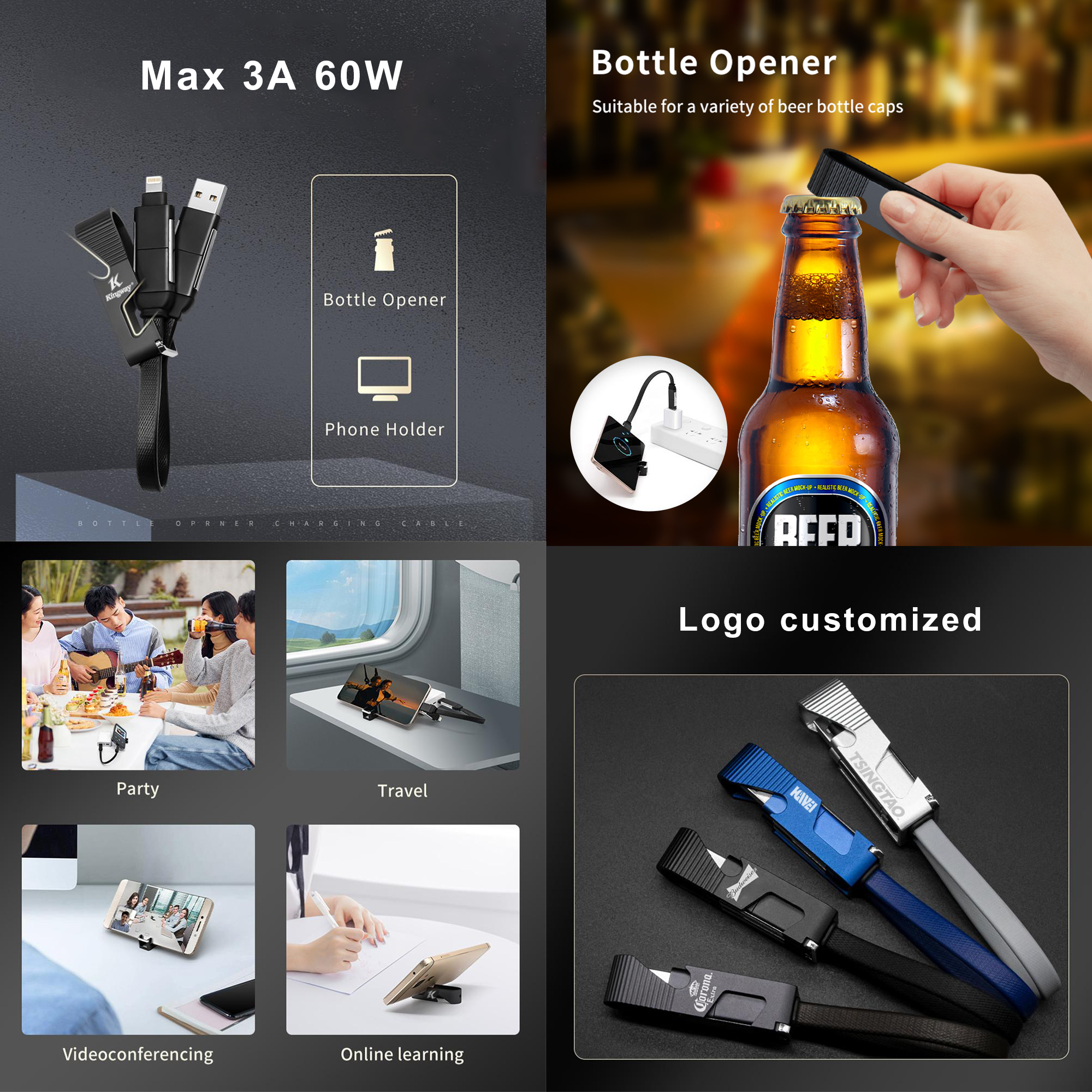60W Charging Cable with Opener and Phone Stand - Image 11