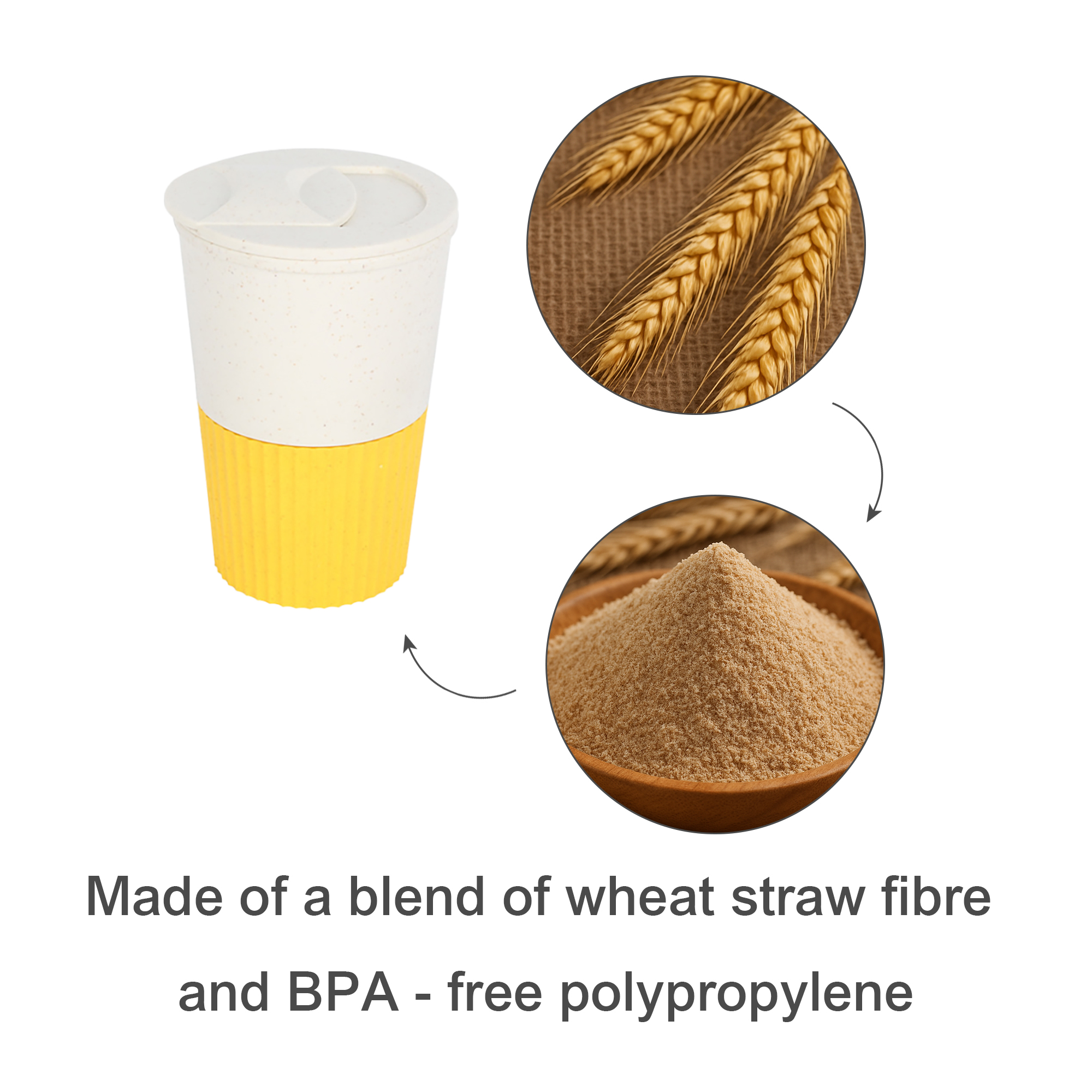 380ML Wheat Straw Water Cup with Lid - Image 8