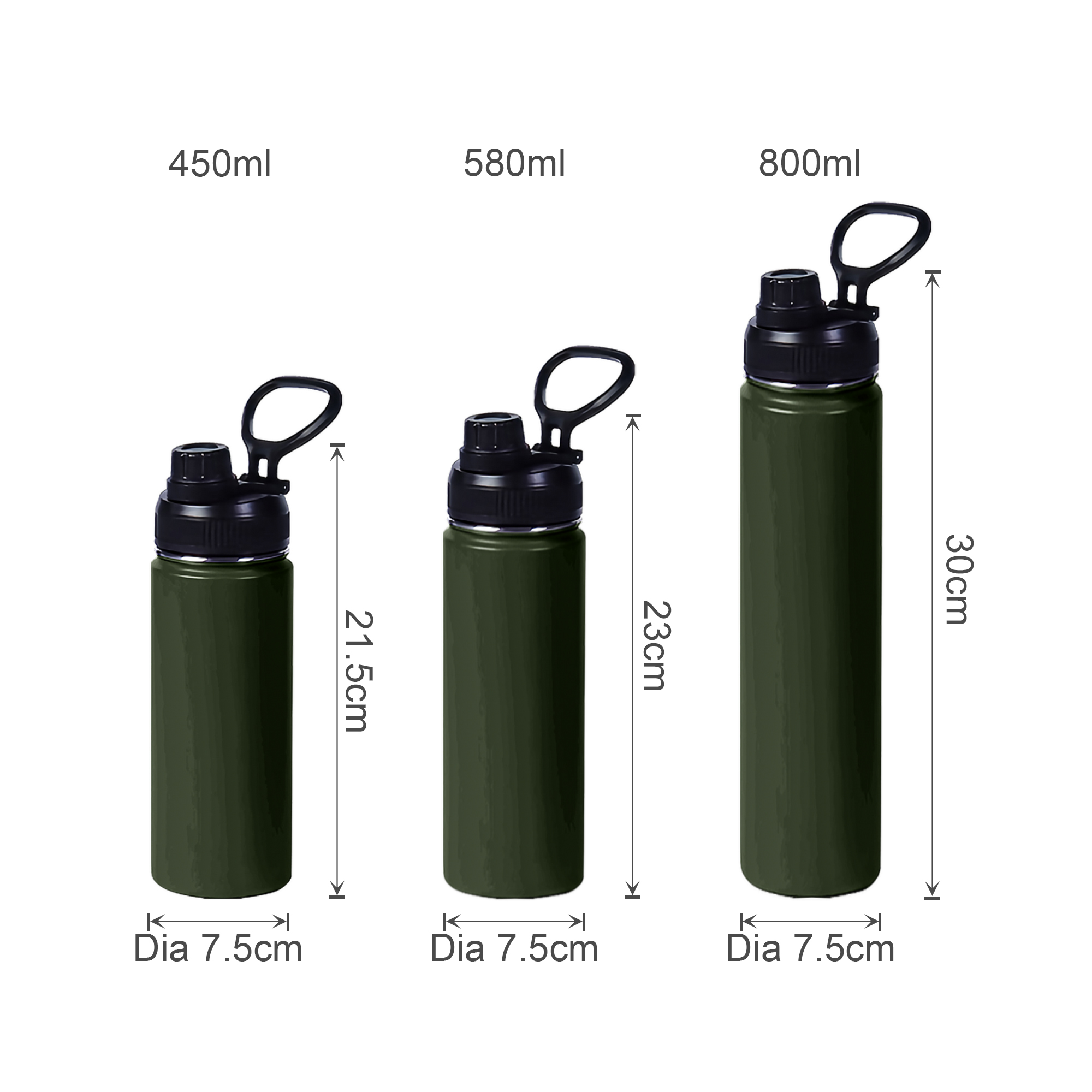 450ML/580ML/800ML Stainless Steel Double Wall Vacuum Drink Bottle with Carry Handle - Image 14