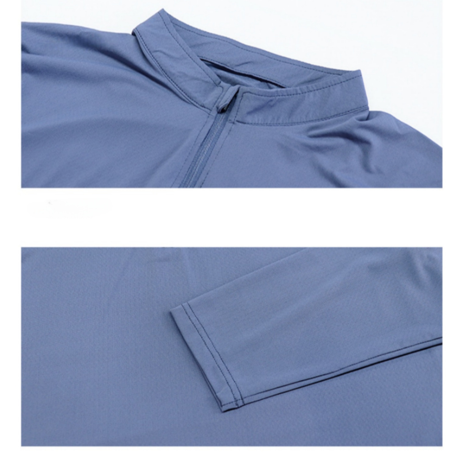 Polyester Spandex Sublimated Stand-Up Collar 1/4 Zip Splicing Long Sleeves Shirt - Image 4