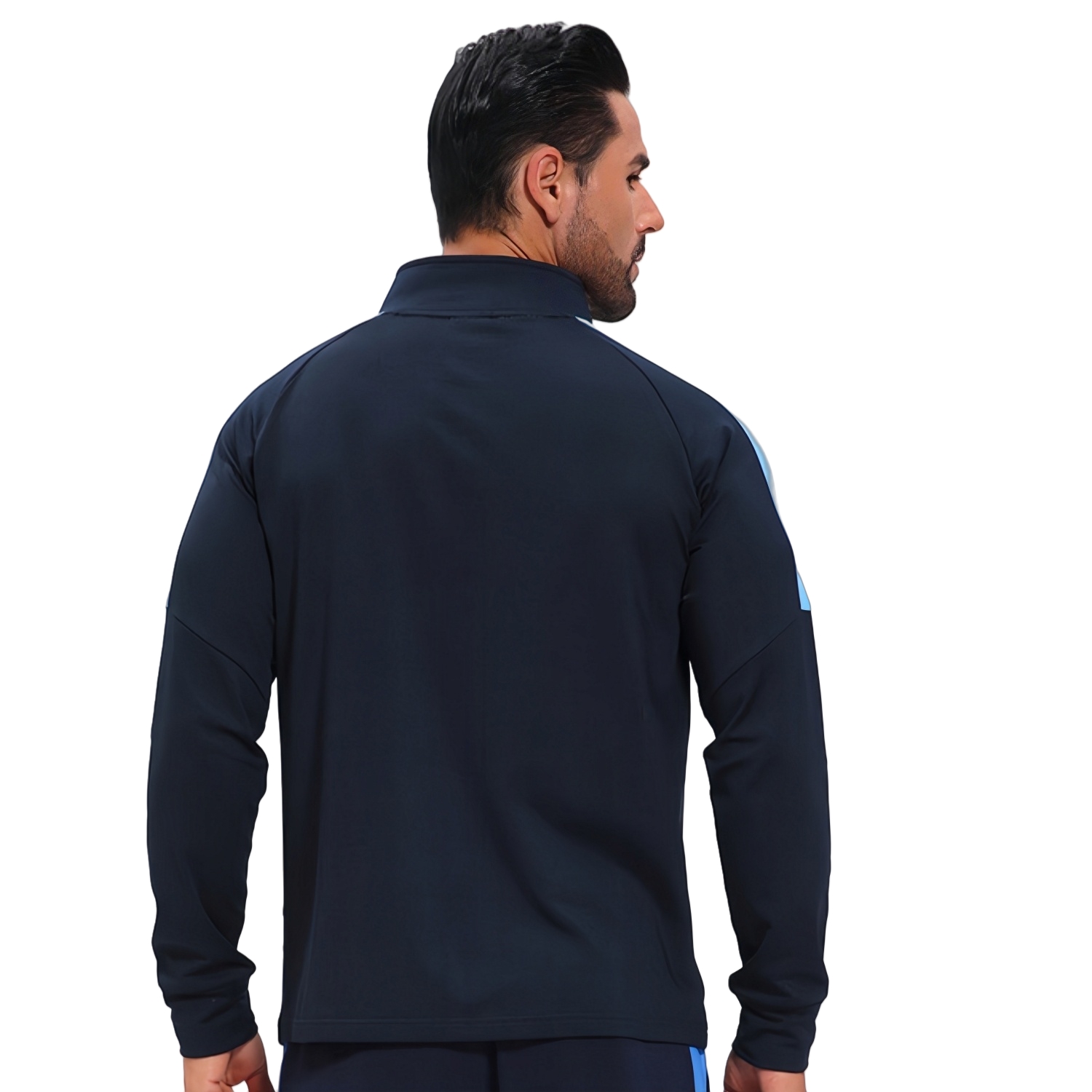 Polyester Spandex Sublimated High Stand-Up Collar 1/4 Zip Raglan Jacket - Image 2