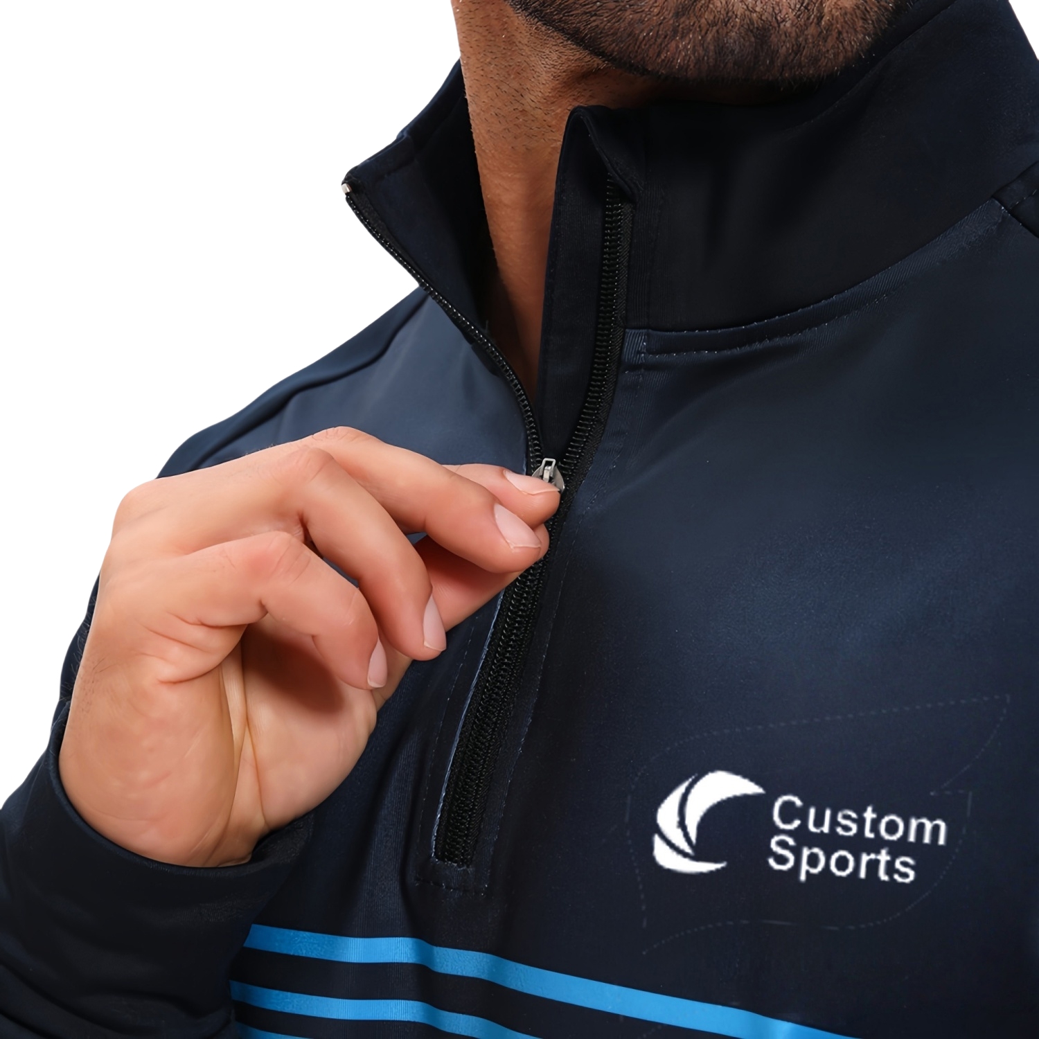 Polyester Spandex Sublimated High Stand-Up Collar 1/4 Zip Raglan Jacket - Image 4