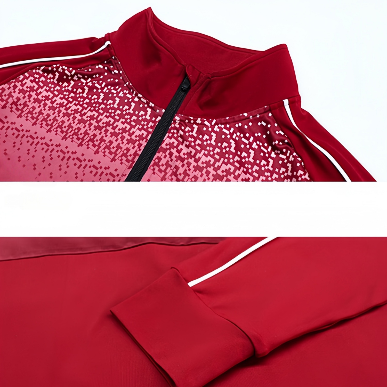 Polyester Spandex Sublimated Stand-Up Collar 1/4 Zip Splicing Raglan Jacket - Image 5