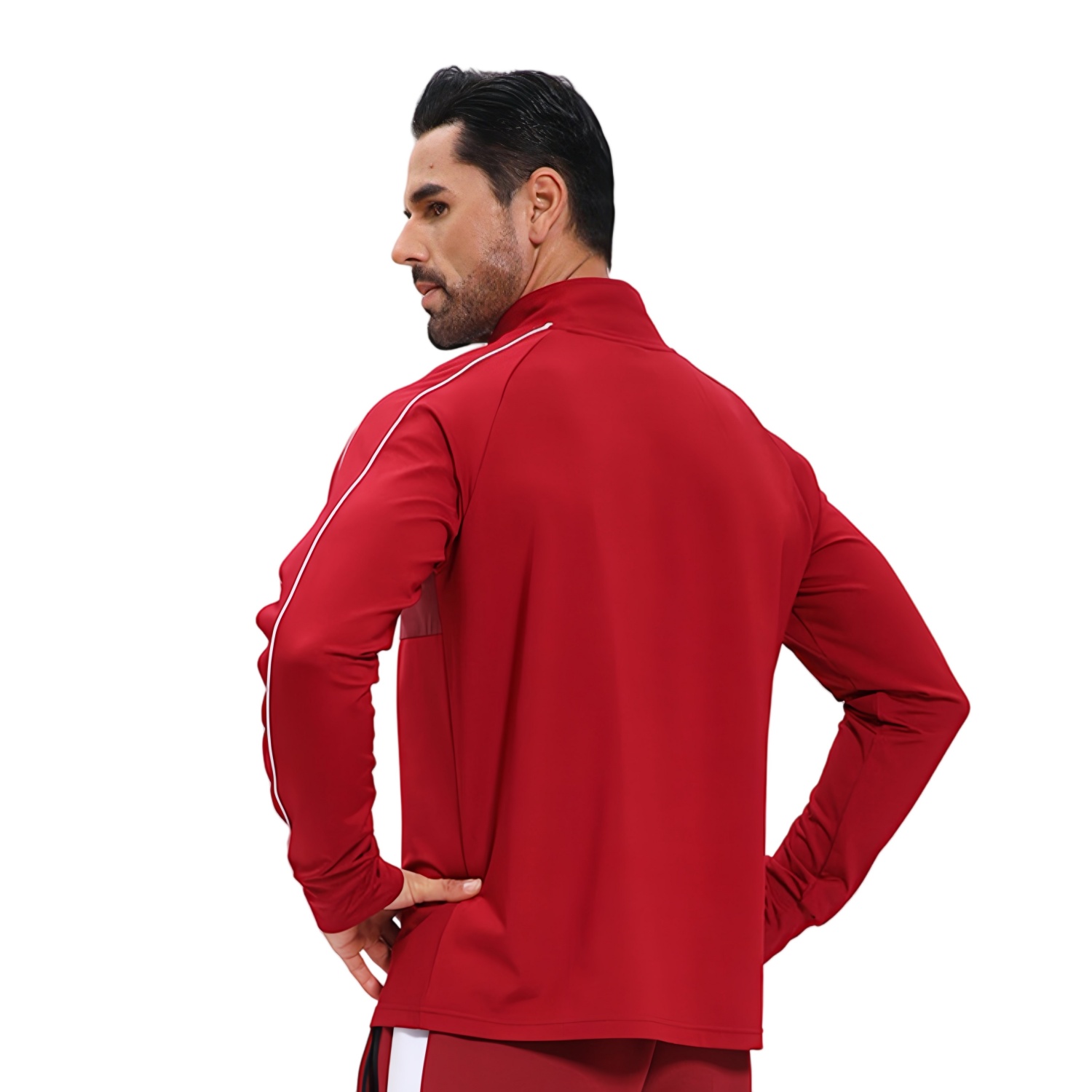 Polyester Spandex Sublimated Stand-Up Collar 1/4 Zip Splicing Raglan Jacket - Image 2