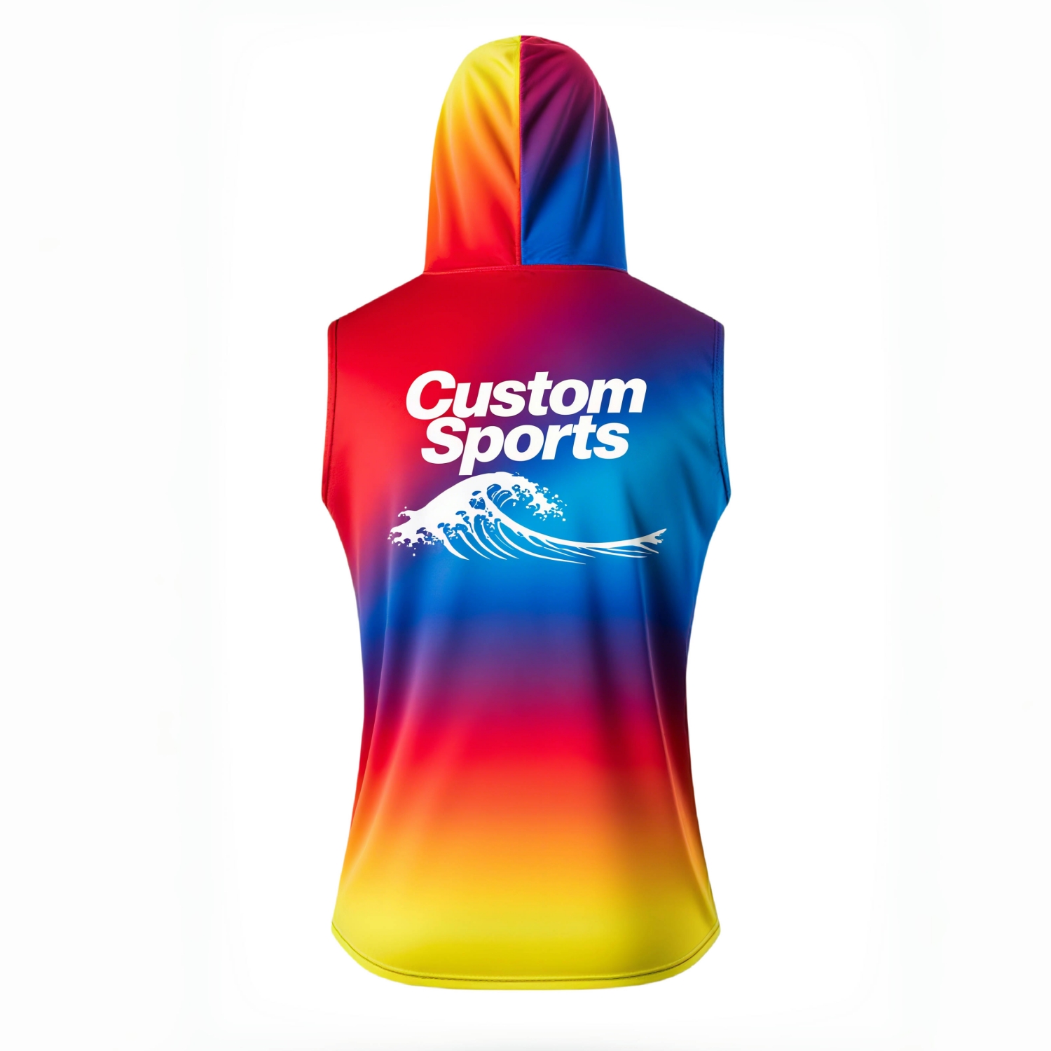 100% Polyester Micro Mesh Sublimated Sleeveless Hoodie - Image 3