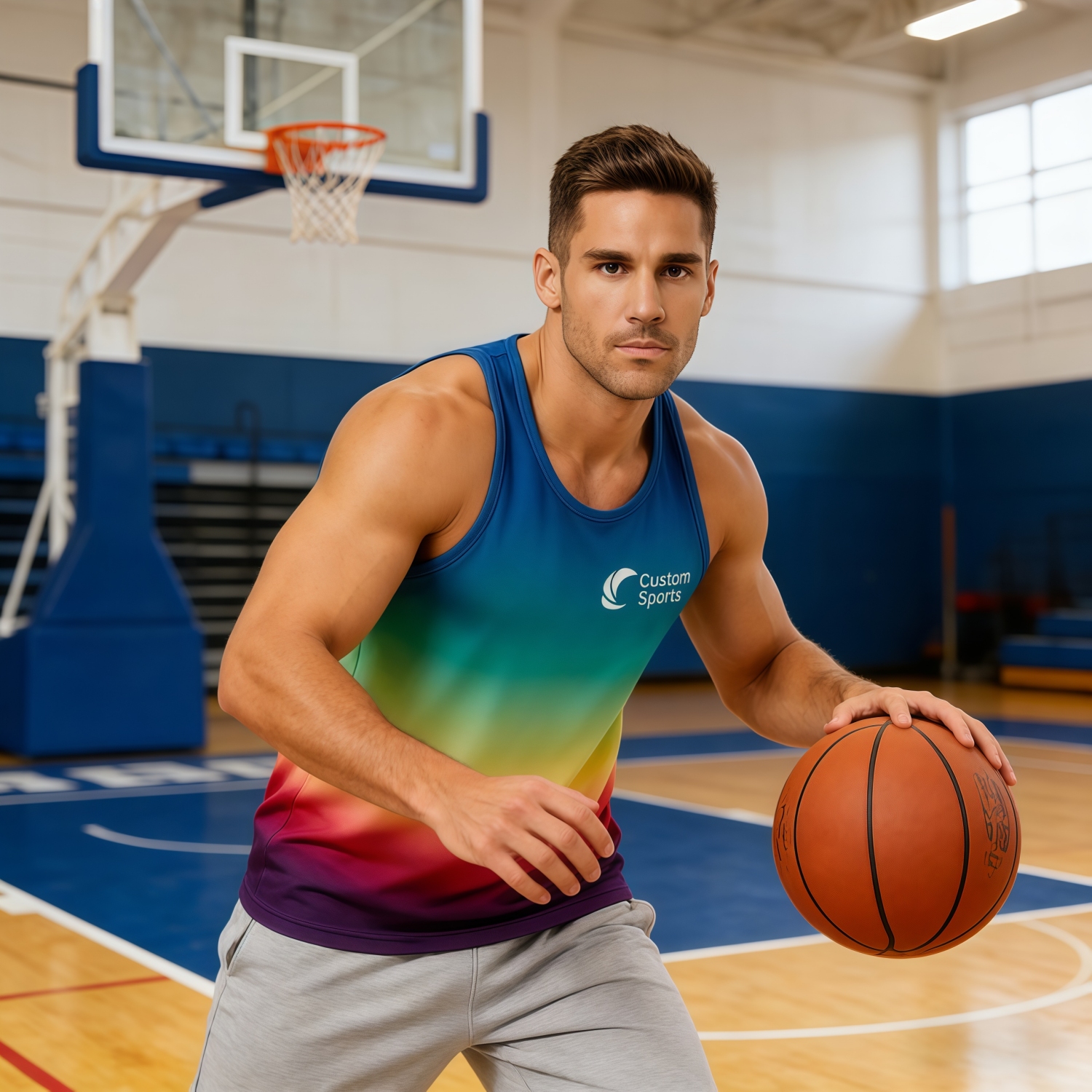 100% Polyester Micro Mesh Sublimated Crew Neck Racerback Singlet - Image 3